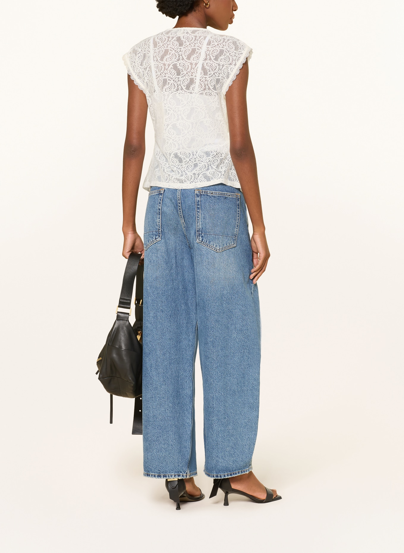 ALLSAINTS Spitzentop VERA in Wickeloptik: ECRU