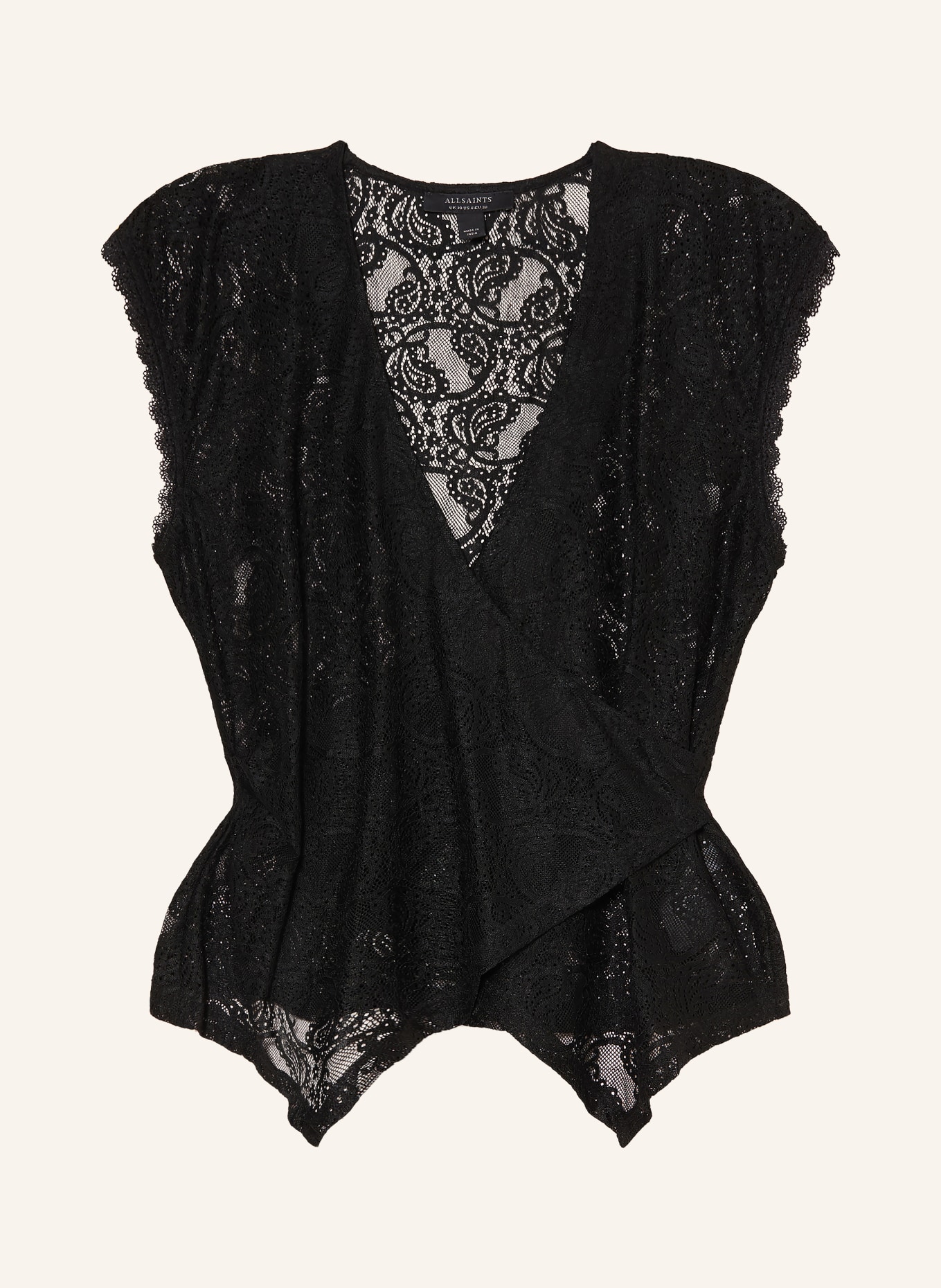 ALLSAINTS Spitzentop VERA in Wickeloptik: SCHWARZ