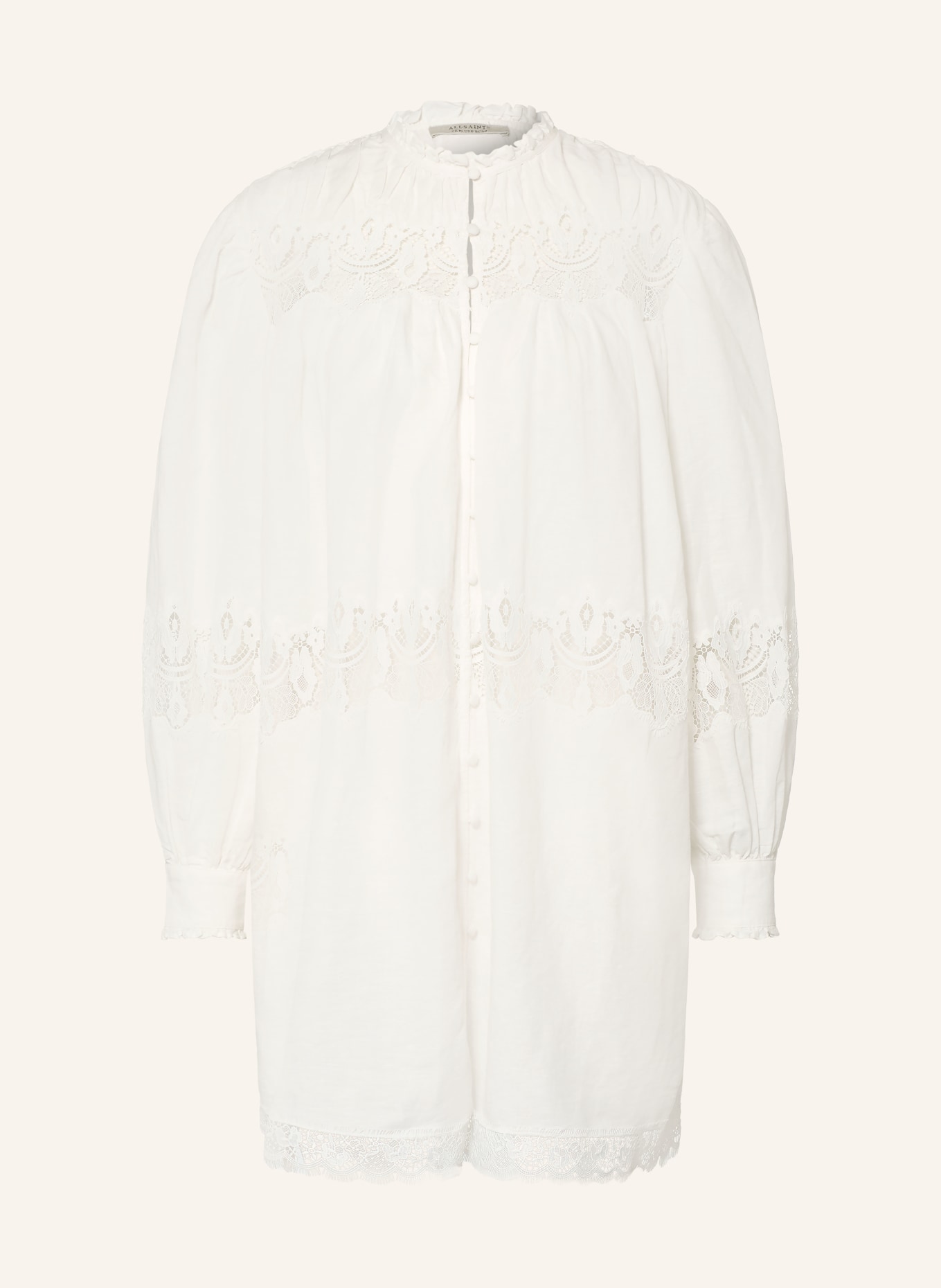 ALLSAINTS TALISA Dress with Lace and Ruffles: WHITE