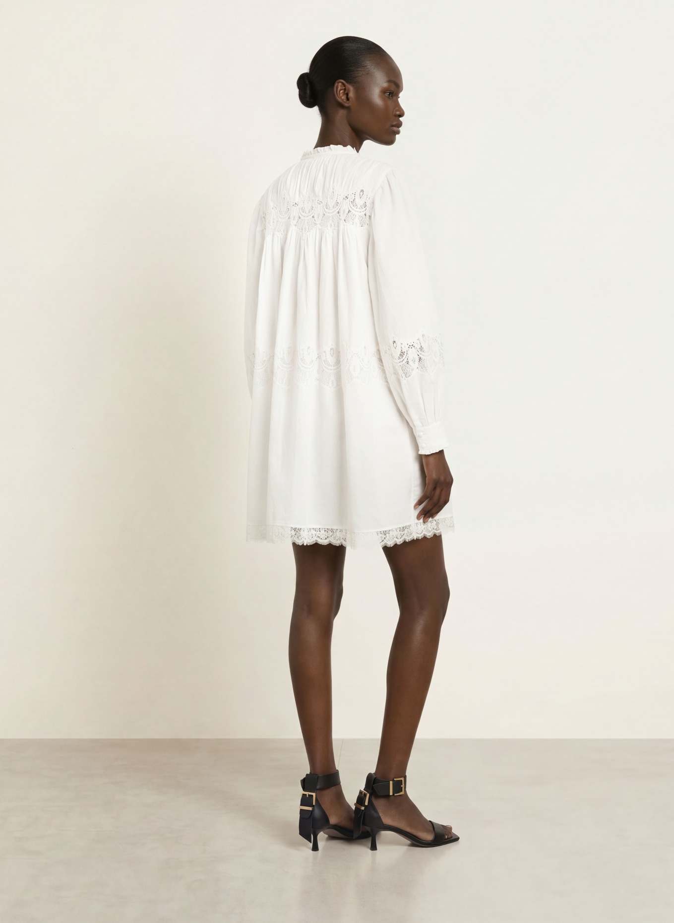 ALLSAINTS TALISA Dress with Lace and Ruffles: WHITE