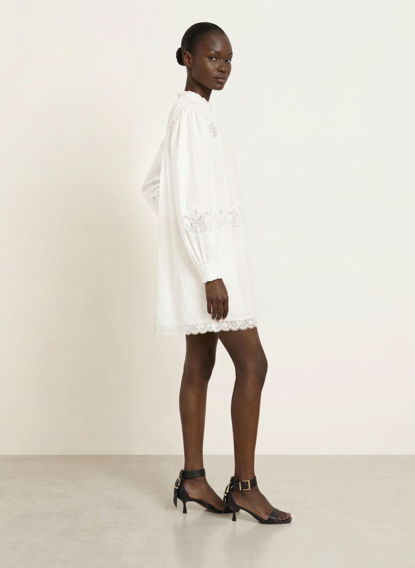 ALLSAINTS TALISA Dress with Lace and Ruffles: WHITE