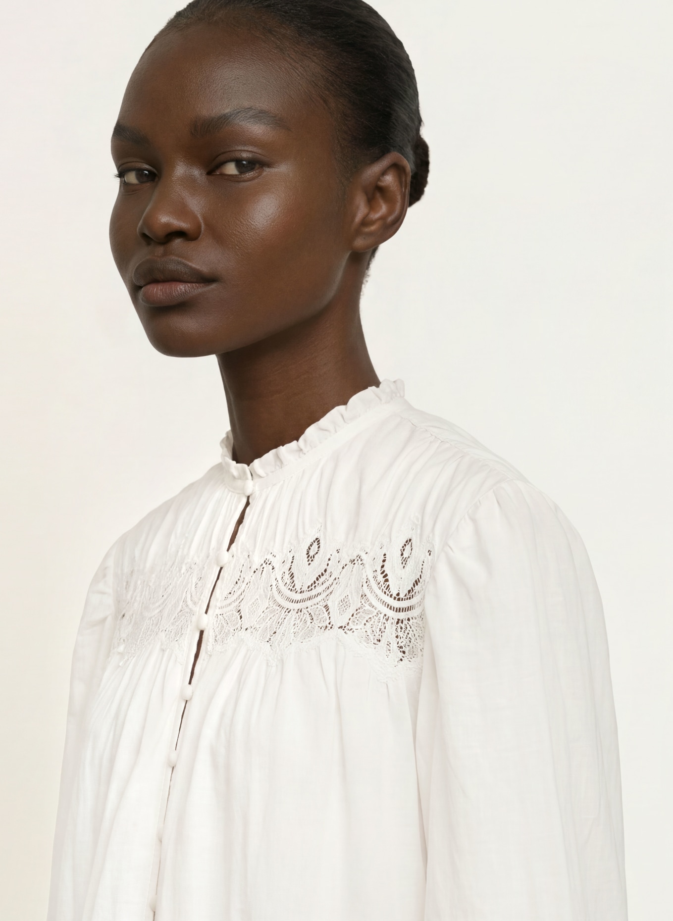 ALLSAINTS TALISA Dress with Lace and Ruffles: WHITE