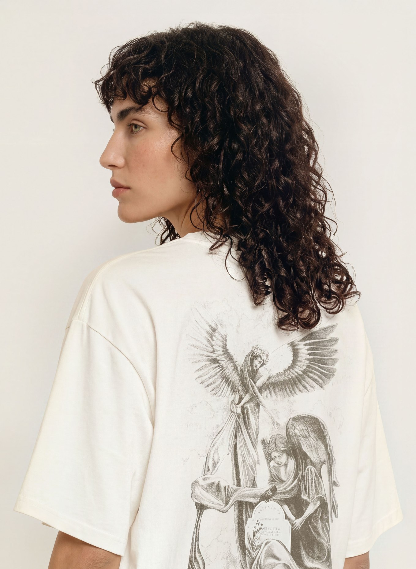 ALLSAINTS T-shirt SERAPH AMELIE: WIT / GRIJS / ZWART