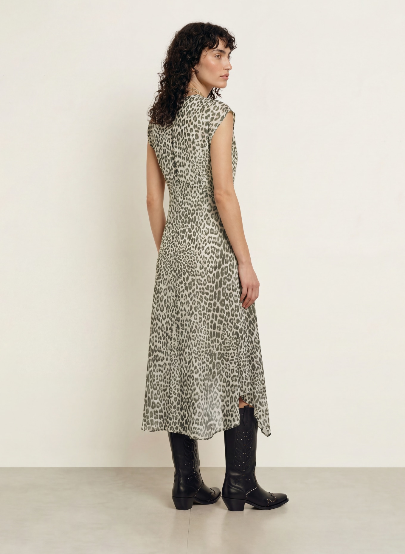 ALLSAINTS Kleid ARWEN: DUNKELGRÜN / BEIGE / HELLGRÜN