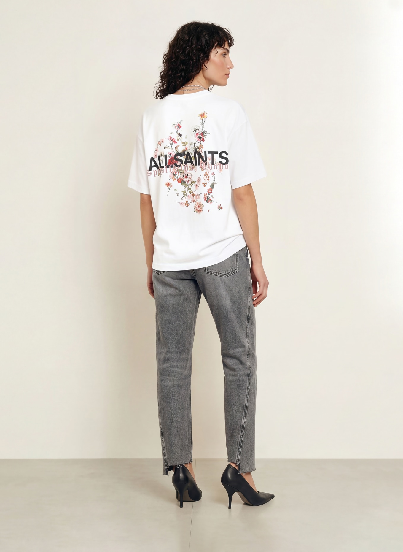 ALLSAINTS T-shirt VALEN ETTA: BLANC / ROSE / VERT