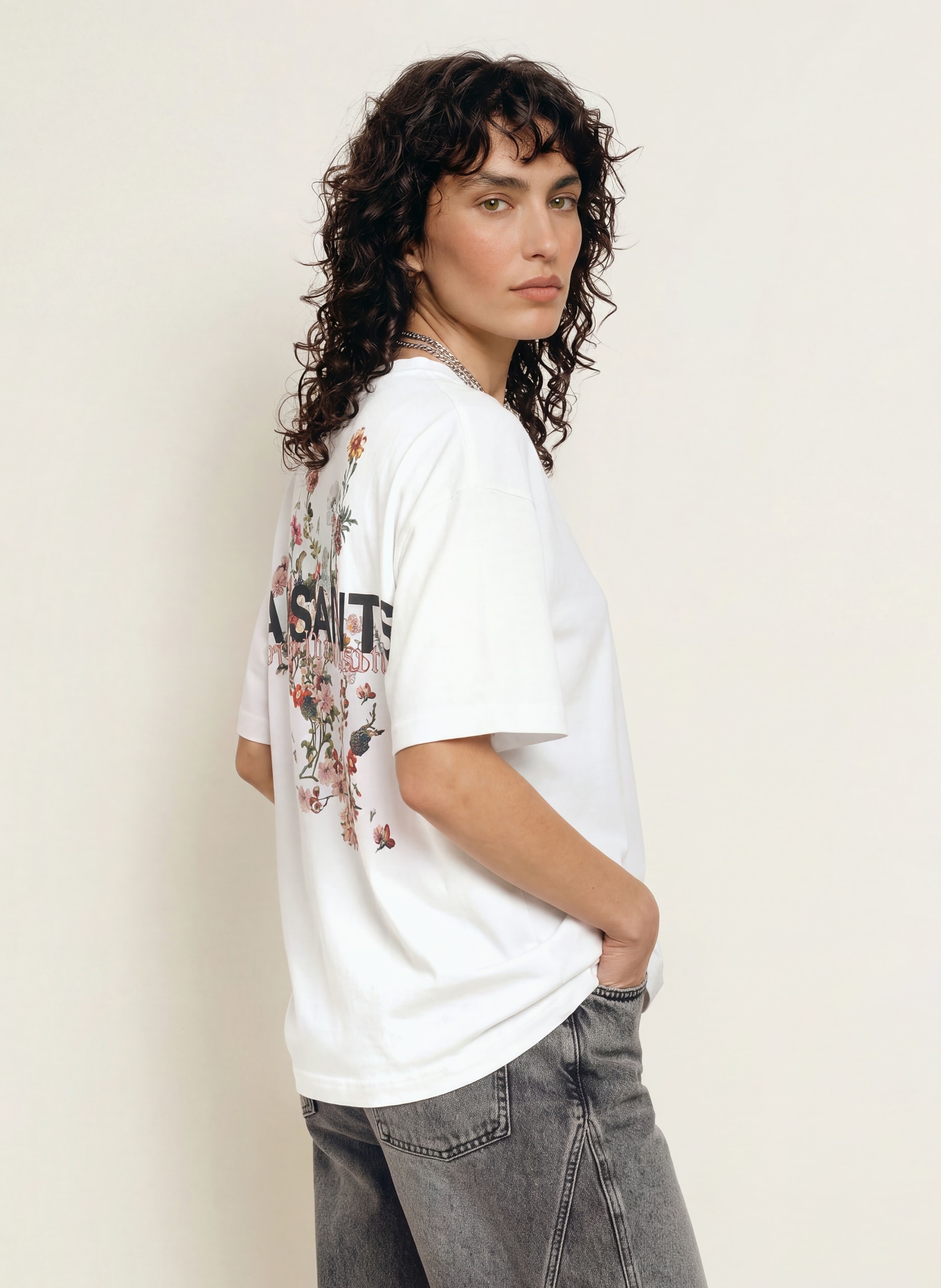 ALLSAINTS T-shirt VALEN ETTA: BLANC / ROSE / VERT