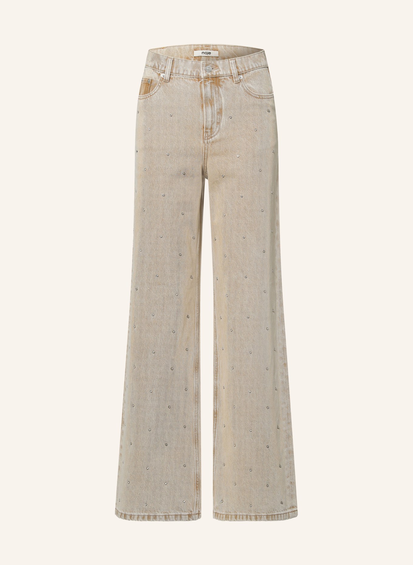 maje Jeansy wide leg z kamyczkami ozdobnymi: 0130 BEIGE
