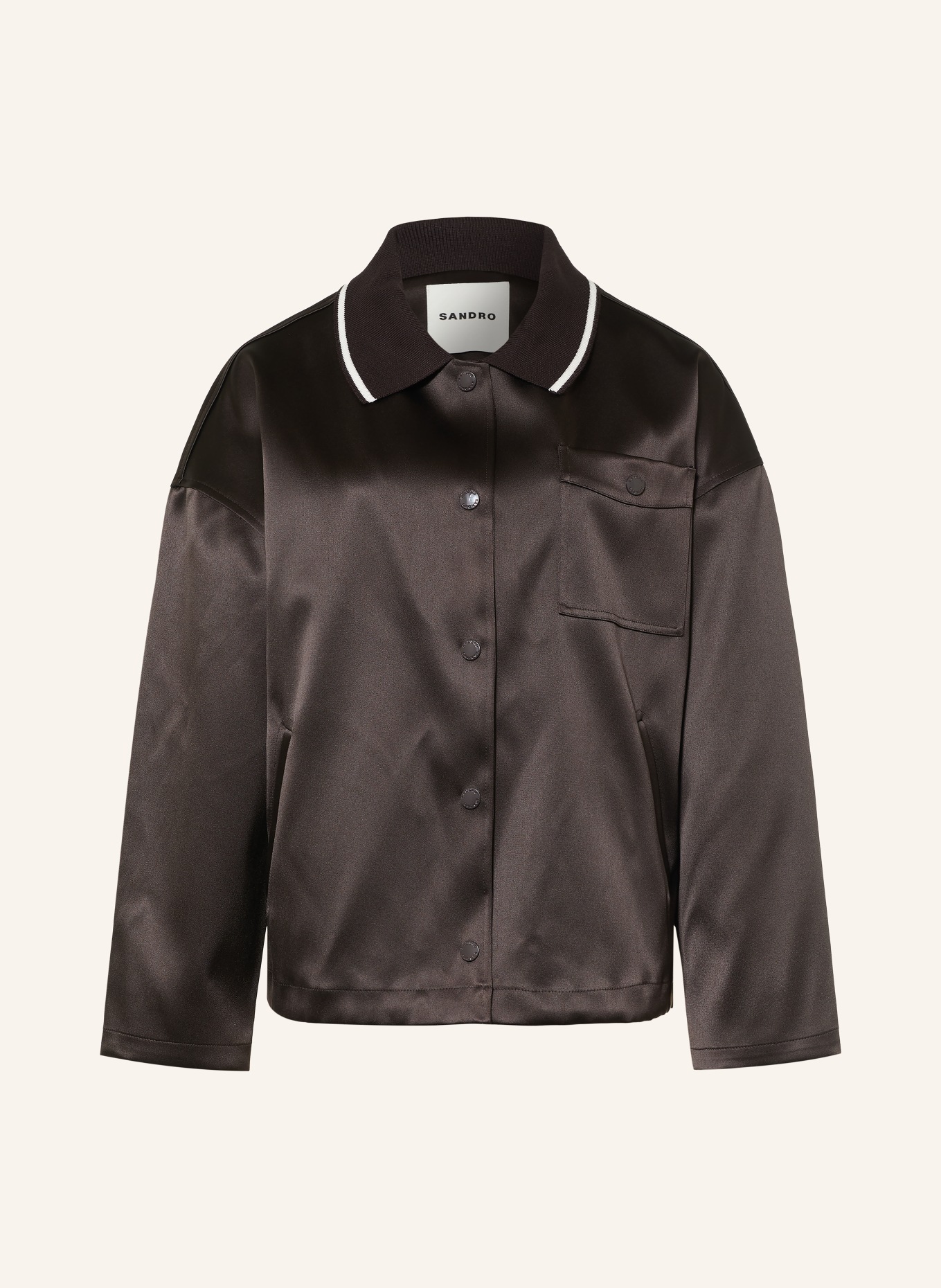 SANDRO Satinblouson: DUNKELBRAUN