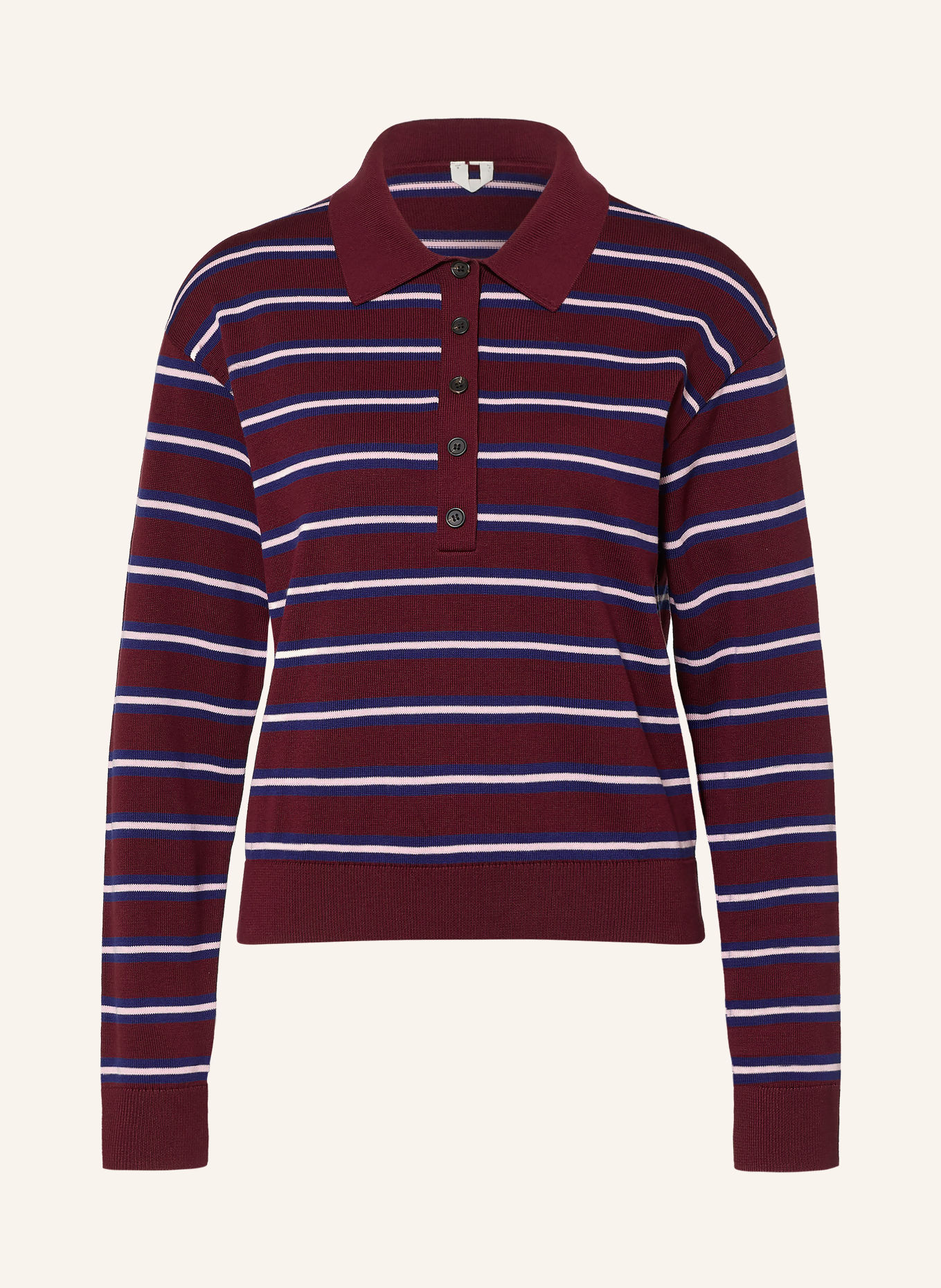 ARKET Strick-Poloshirt: DUNKELROT / HELLROSA / BLAU
