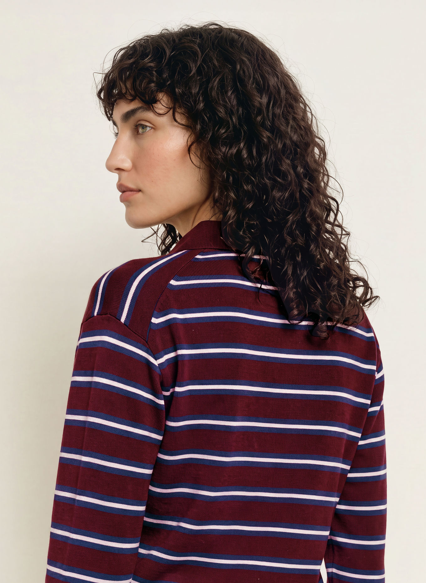 ARKET Strick-Poloshirt: DUNKELROT / HELLROSA / BLAU
