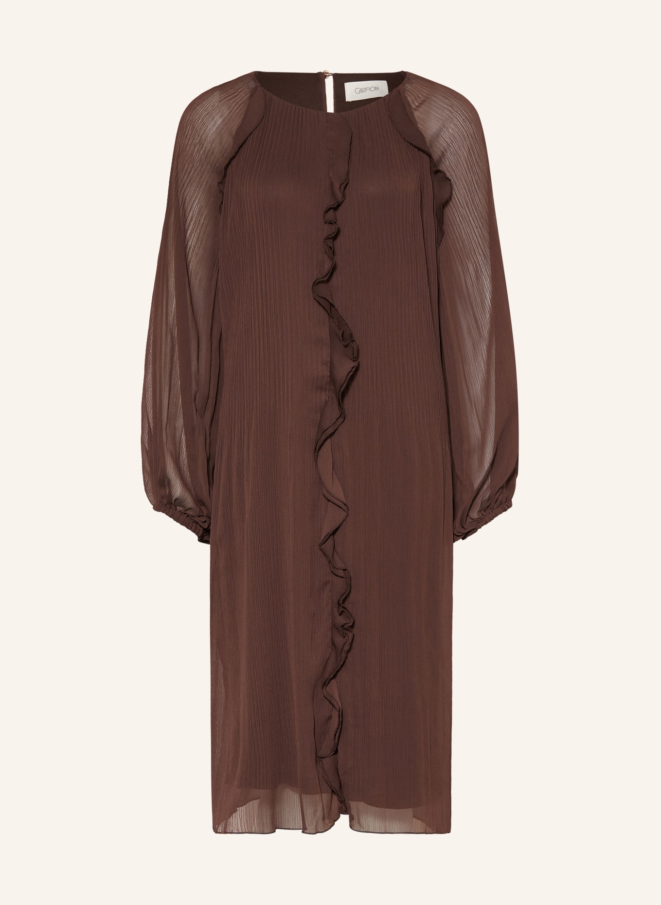 CARTOON Jurk met plooien en volants: MARRON FONCÉ