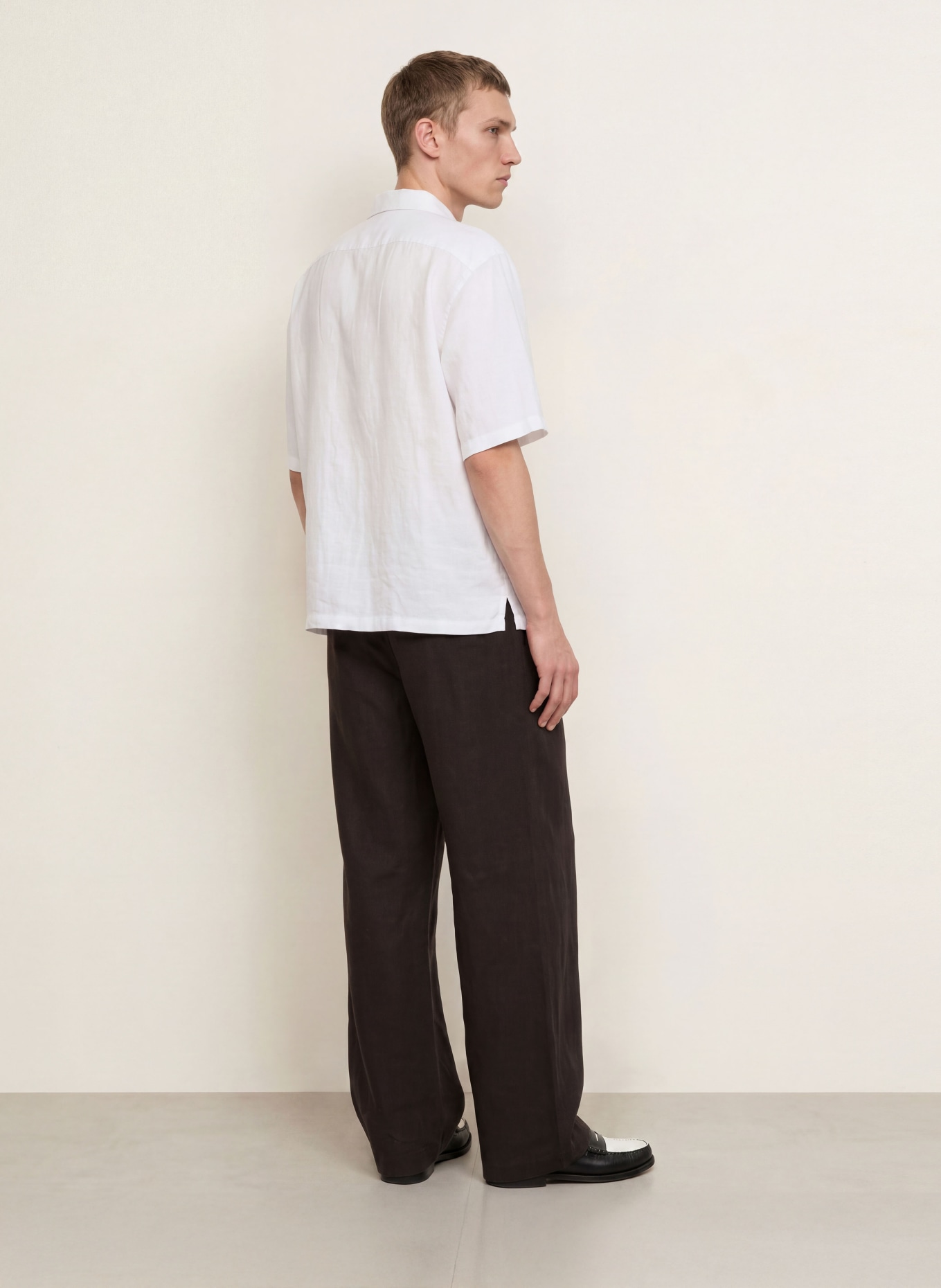 ALLSAINTS Letní košile Oversized Fit z lnu: BÍLÁ / SVĚTLE ŠEDÁ / KHAKI