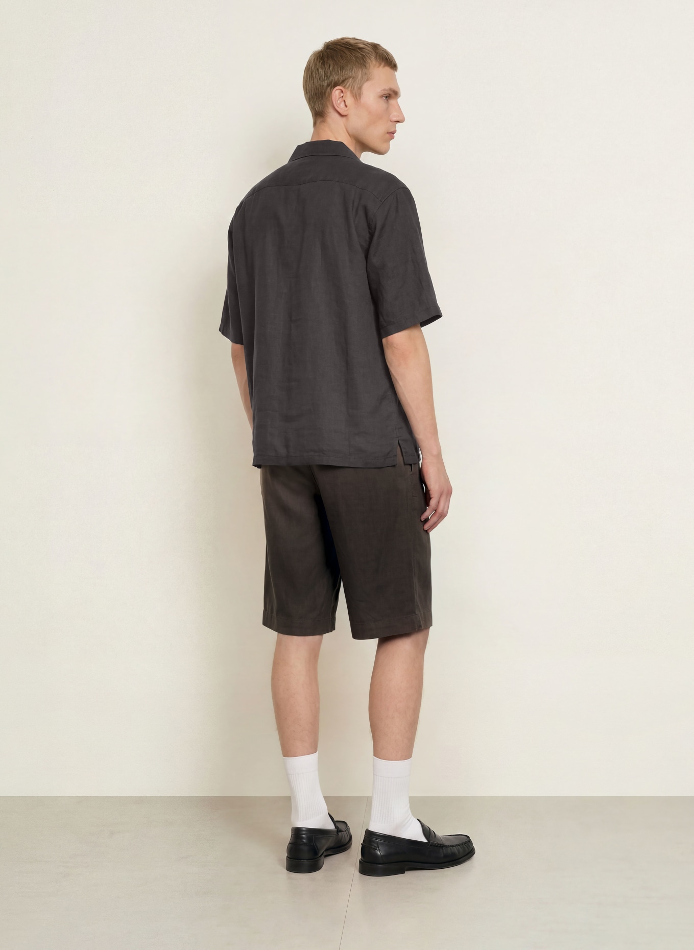 ALLSAINTS Resort-overhemd met oversized pasvorm van linnen: ZWART