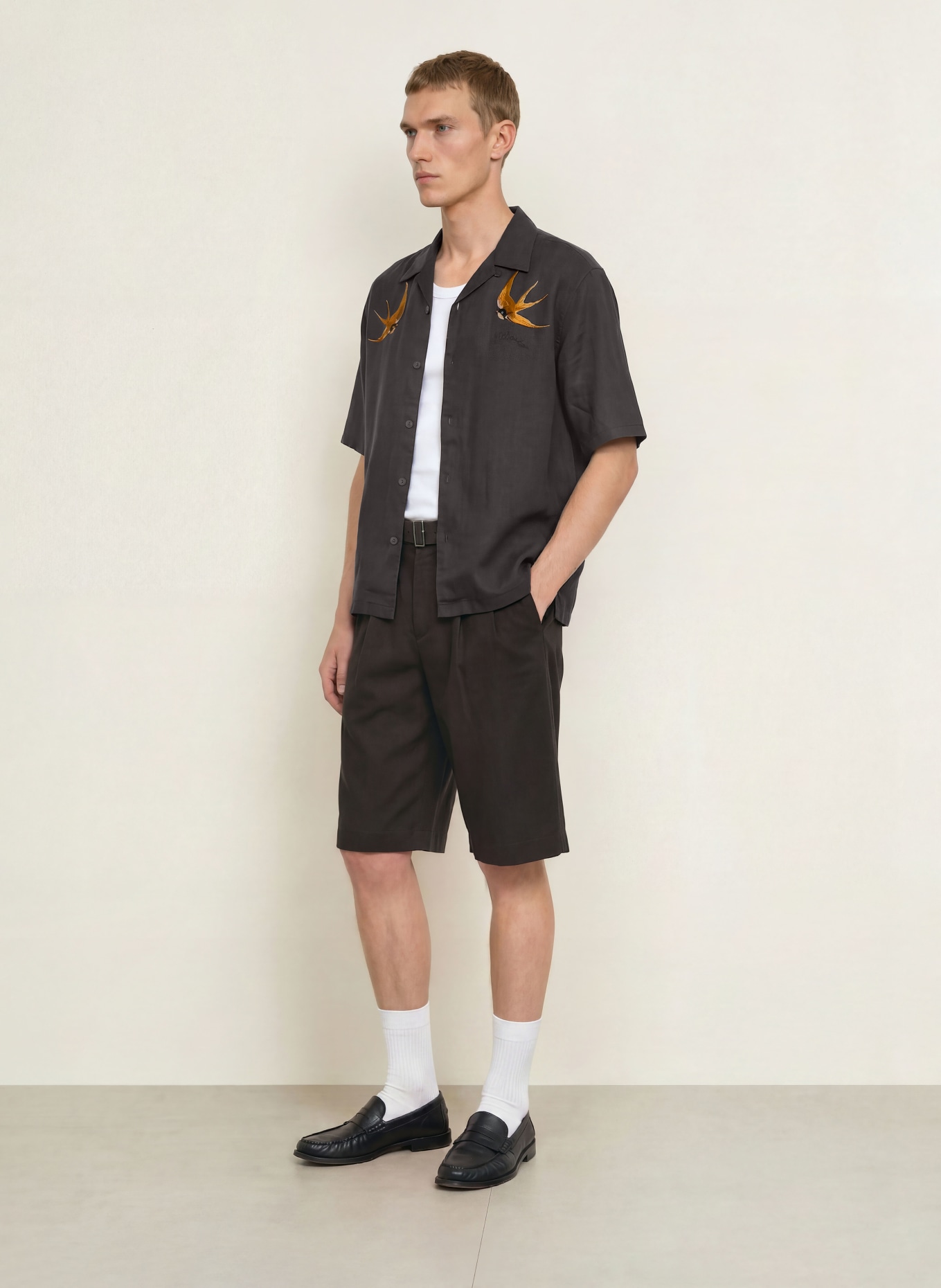 ALLSAINTS Resort-overhemd met oversized pasvorm van linnen: ZWART