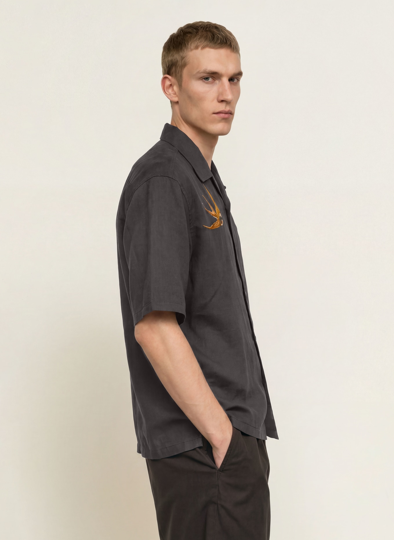 ALLSAINTS Resort-overhemd met oversized pasvorm van linnen: ZWART