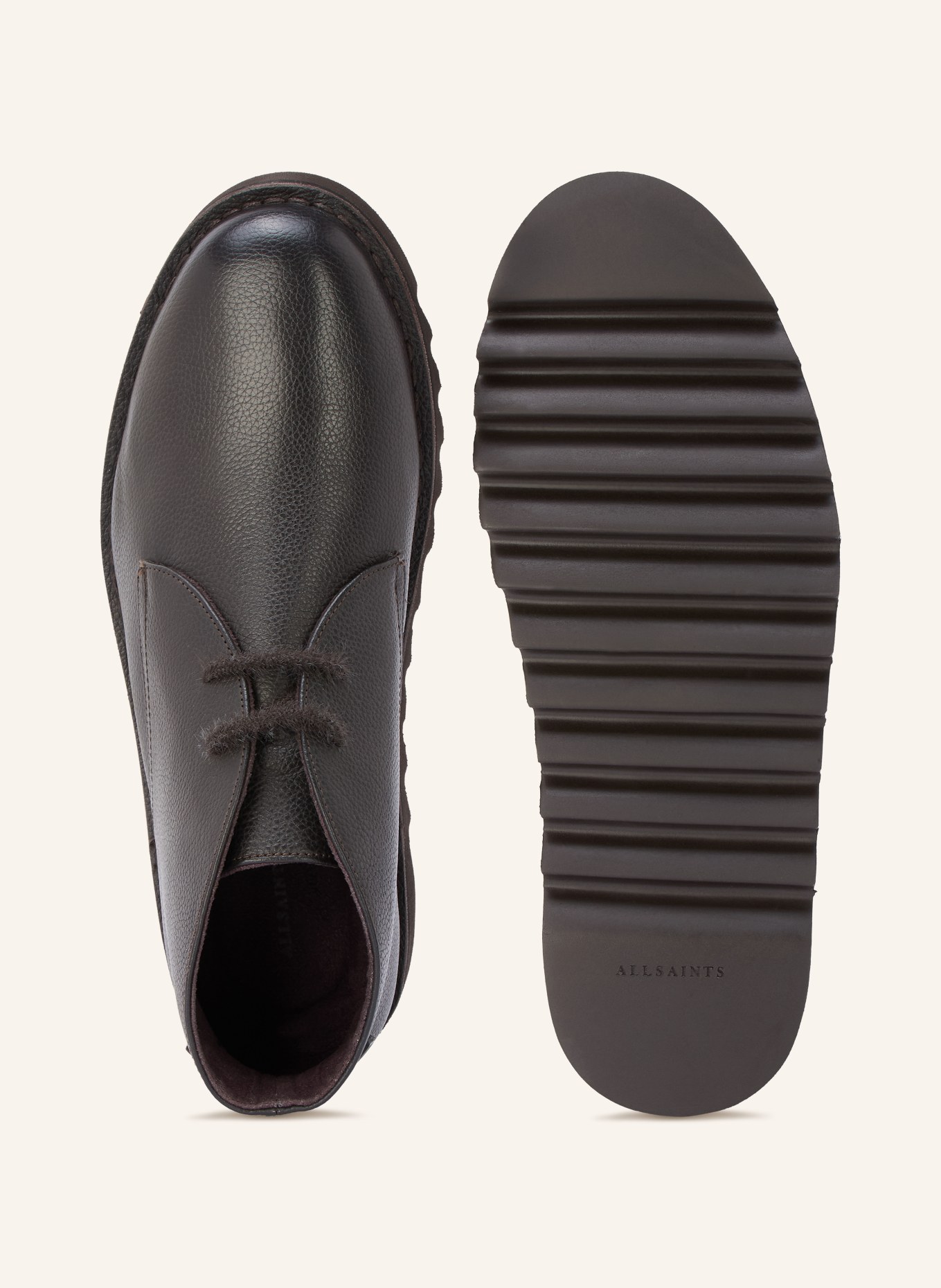 ALLSAINTS Šněrovací boty SLIX: TMAVĚ HNĚDÁ