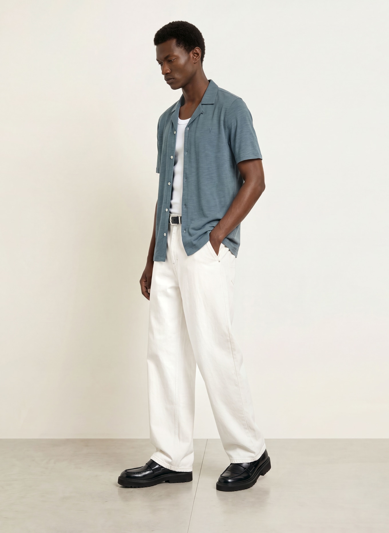 ALLSAINTS Resorthemd ROBSON Relaxed Fit: BLAUGRAU