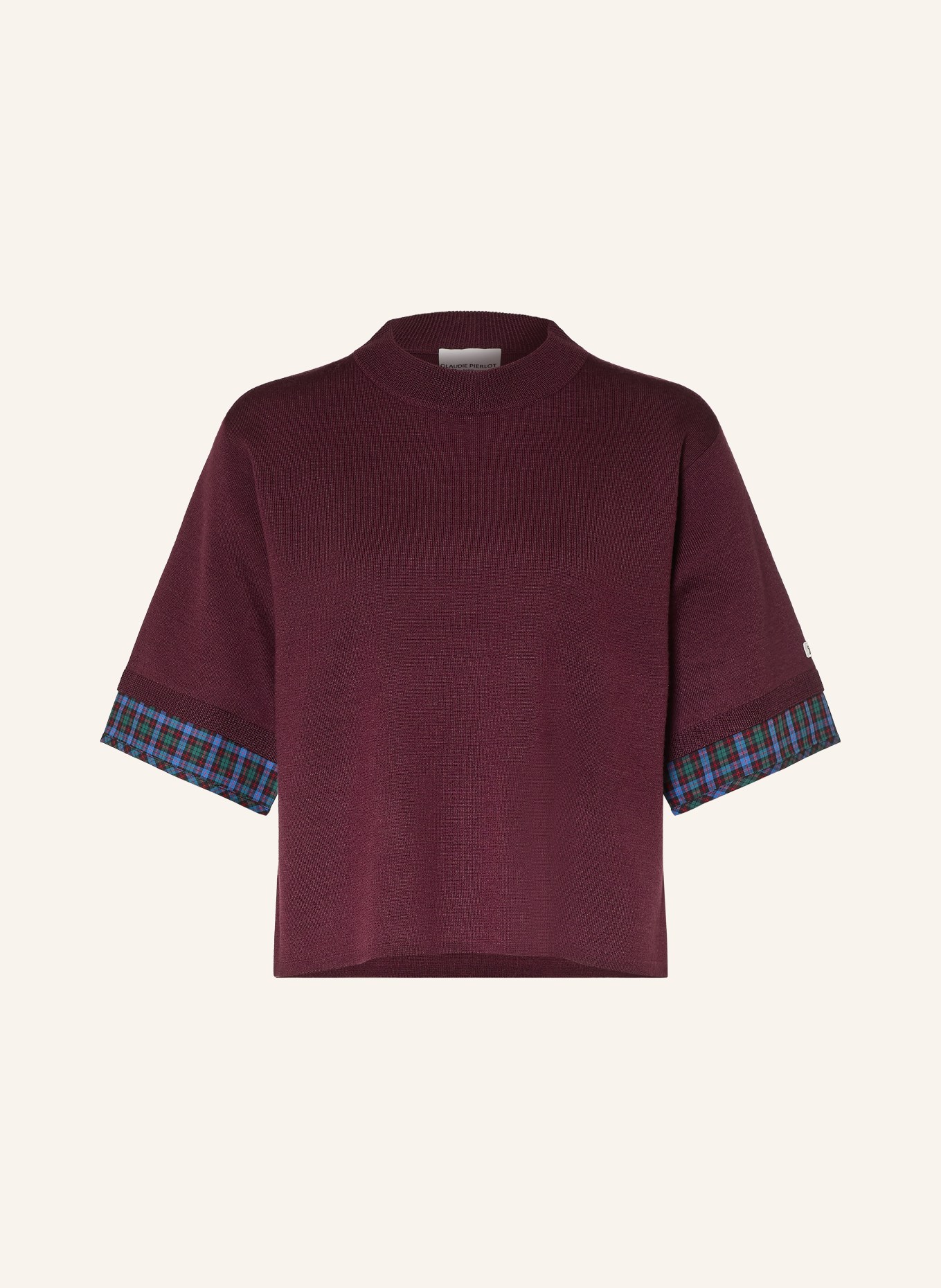 CLAUDIE PIERLOT Strickshirt: DUNKELROT / GRÜN / BLAU