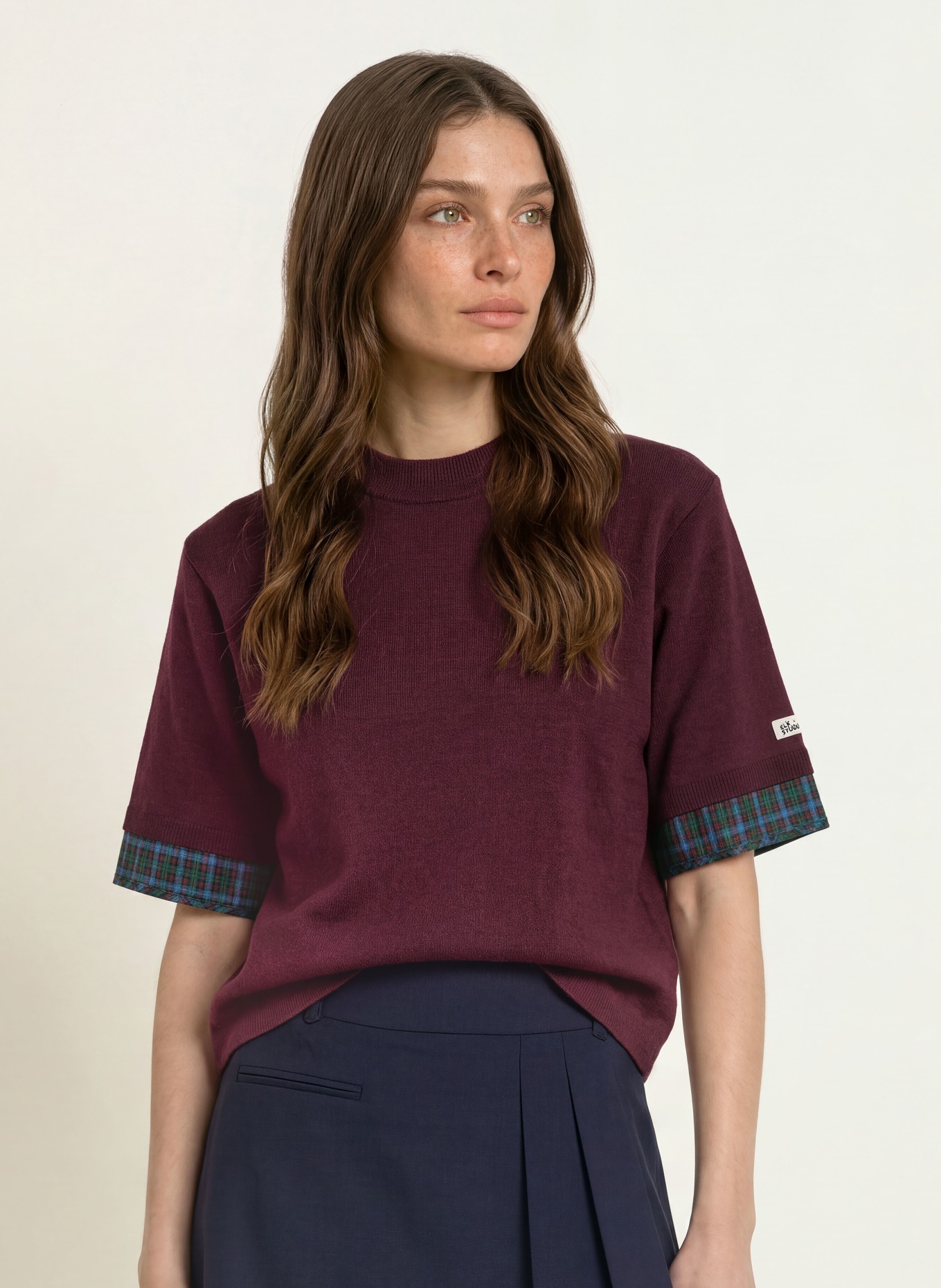CLAUDIE PIERLOT Strickshirt: DUNKELROT / GRÜN / BLAU