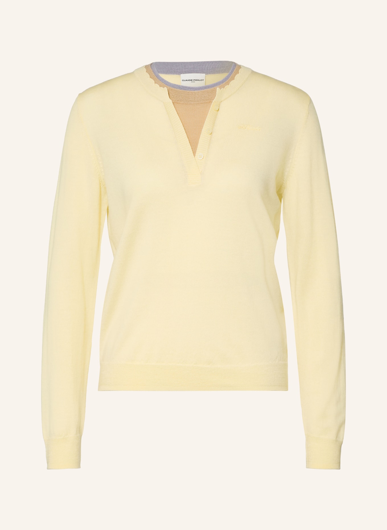 CLAUDIE PIERLOT Pullover: GELB / CAMEL / GRAU