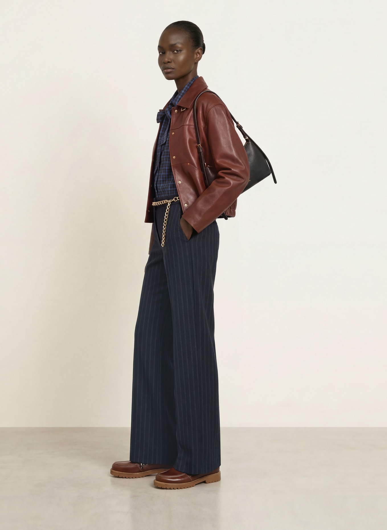 CLAUDIE PIERLOT Marlenehose: DUNKELBLAU / CREME / BLAU