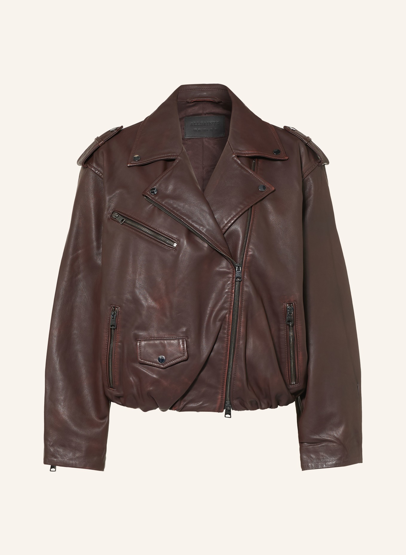 ALLSAINTS Samina Leather Jacket: DARK BROWN