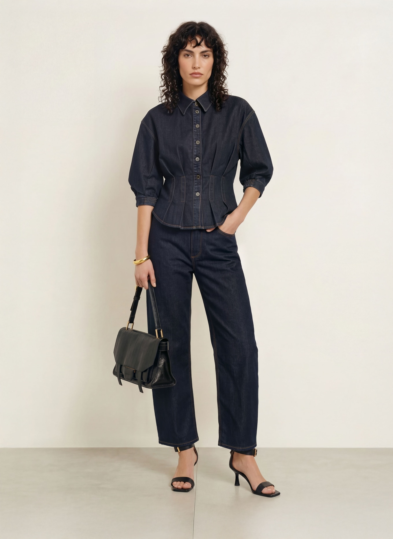 ALLSAINTS Jeans-Overshirt NANCY: DONKERBLAUW