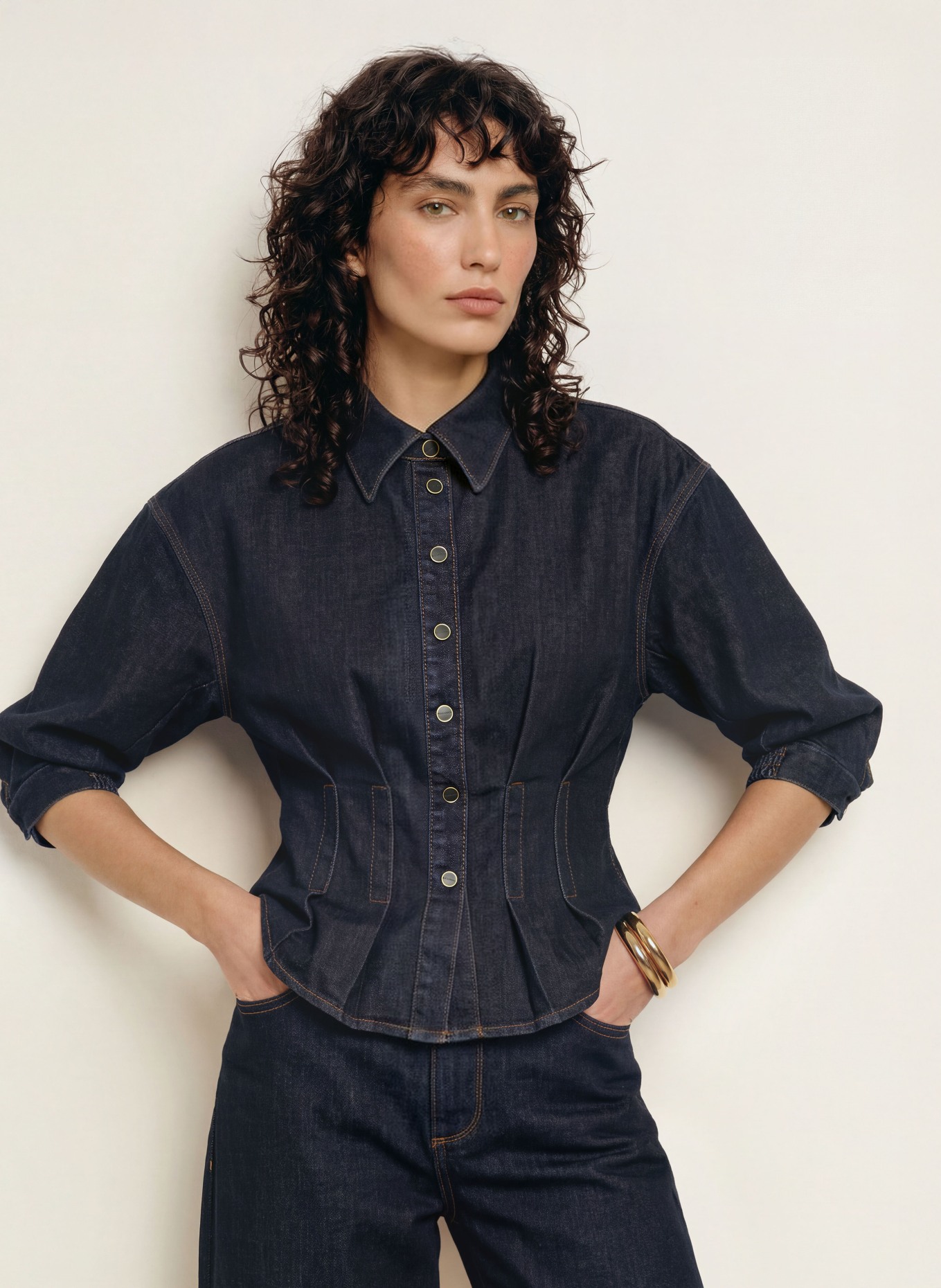 ALLSAINTS Jeans-Overshirt NANCY: DONKERBLAUW