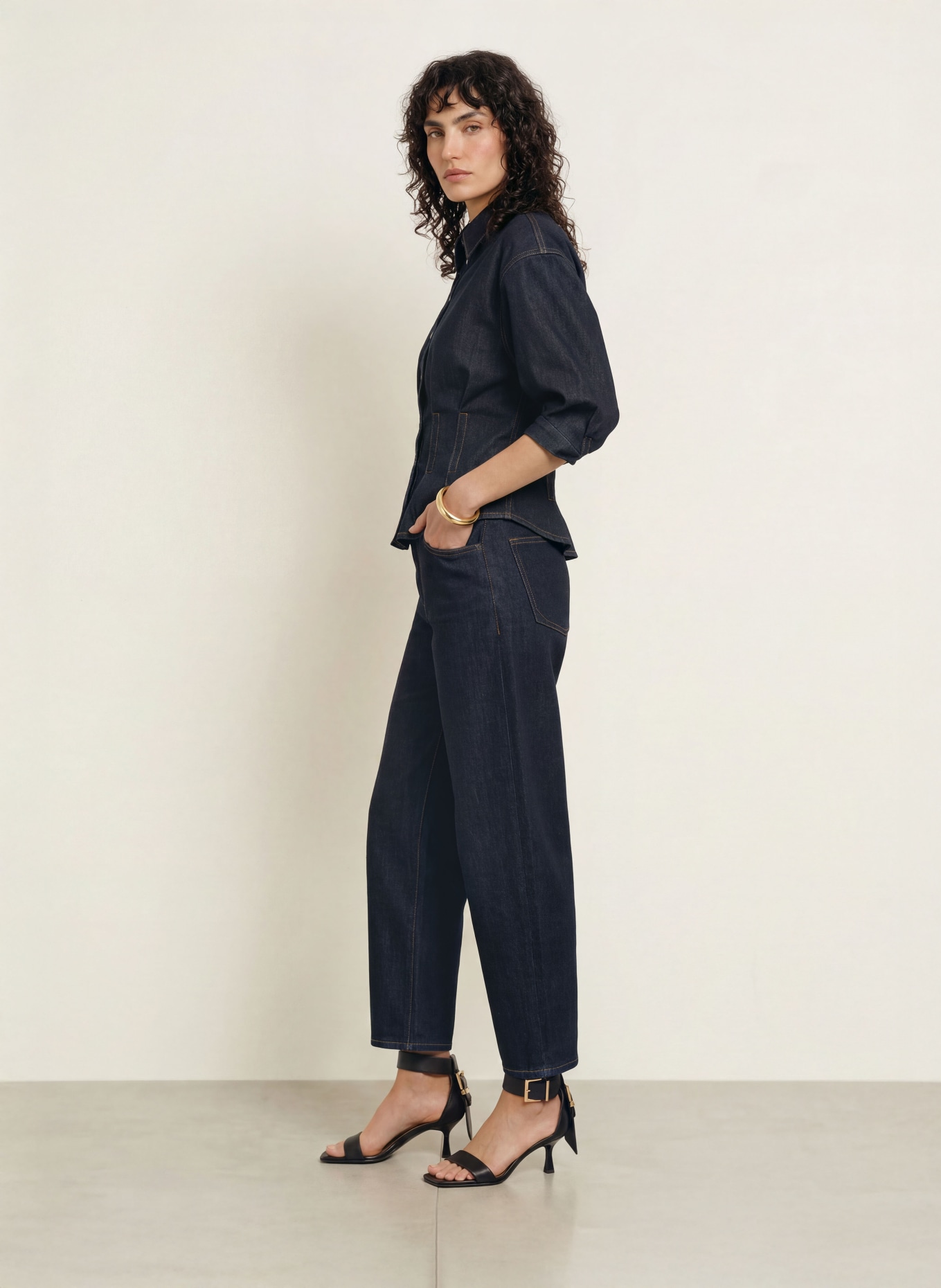 ALLSAINTS Jeans-Overshirt NANCY: DONKERBLAUW