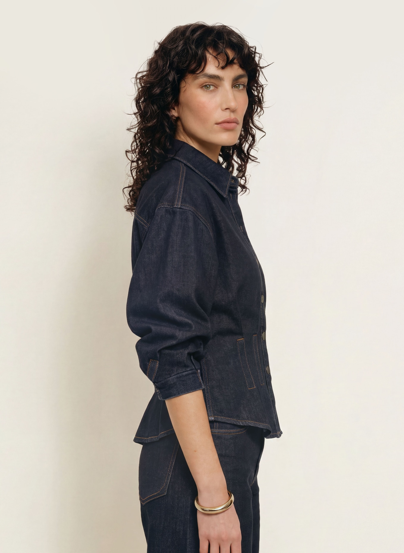 ALLSAINTS Jeans-Overshirt NANCY: DONKERBLAUW