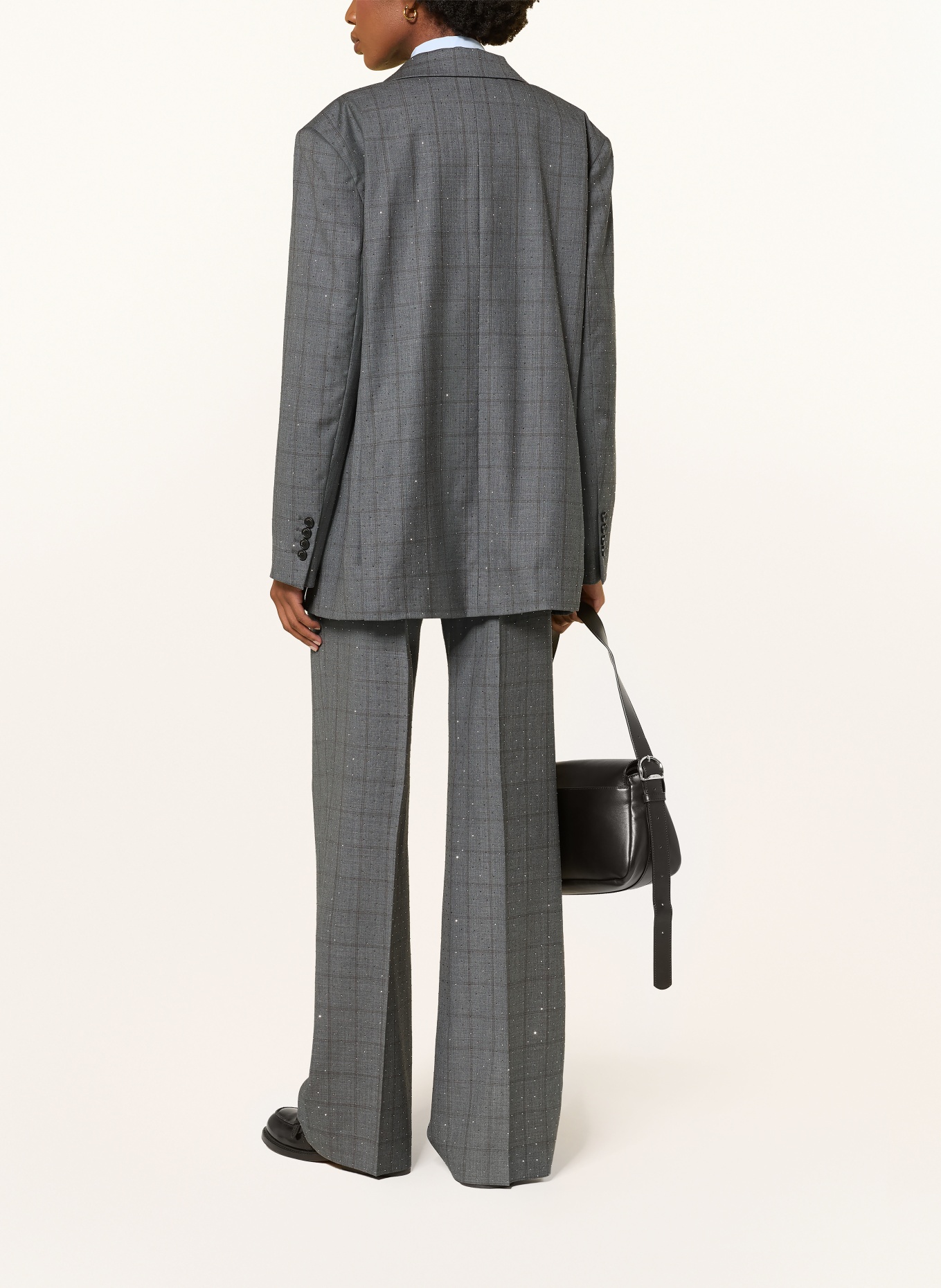 SANDRO Oversized-Blazer mit Schmucksteinen: GRAU / SILBER / DUNKELGRAU
