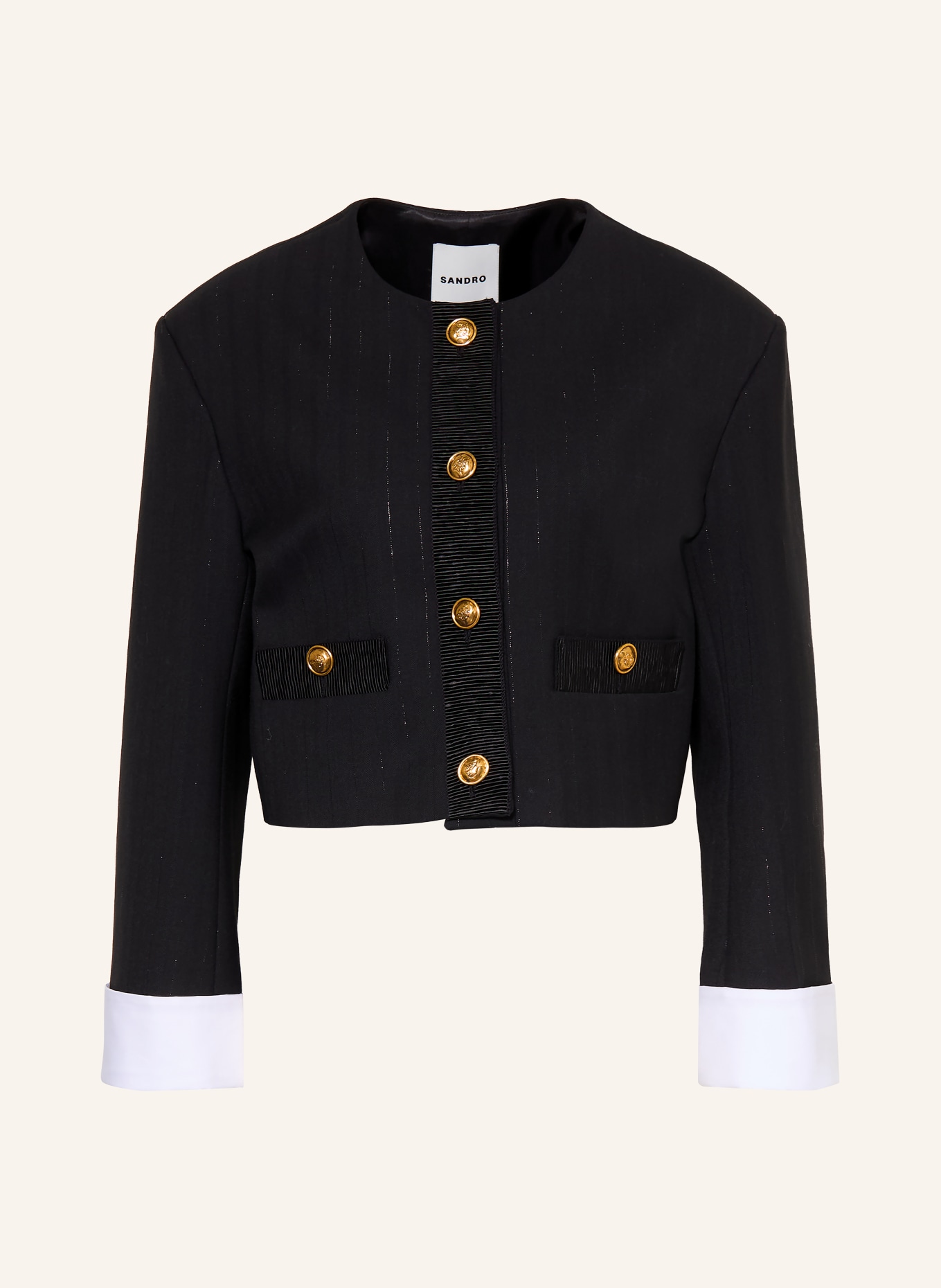SANDRO Blazer mit Glitzergarn: SCHWARZ / GOLD / WEISS