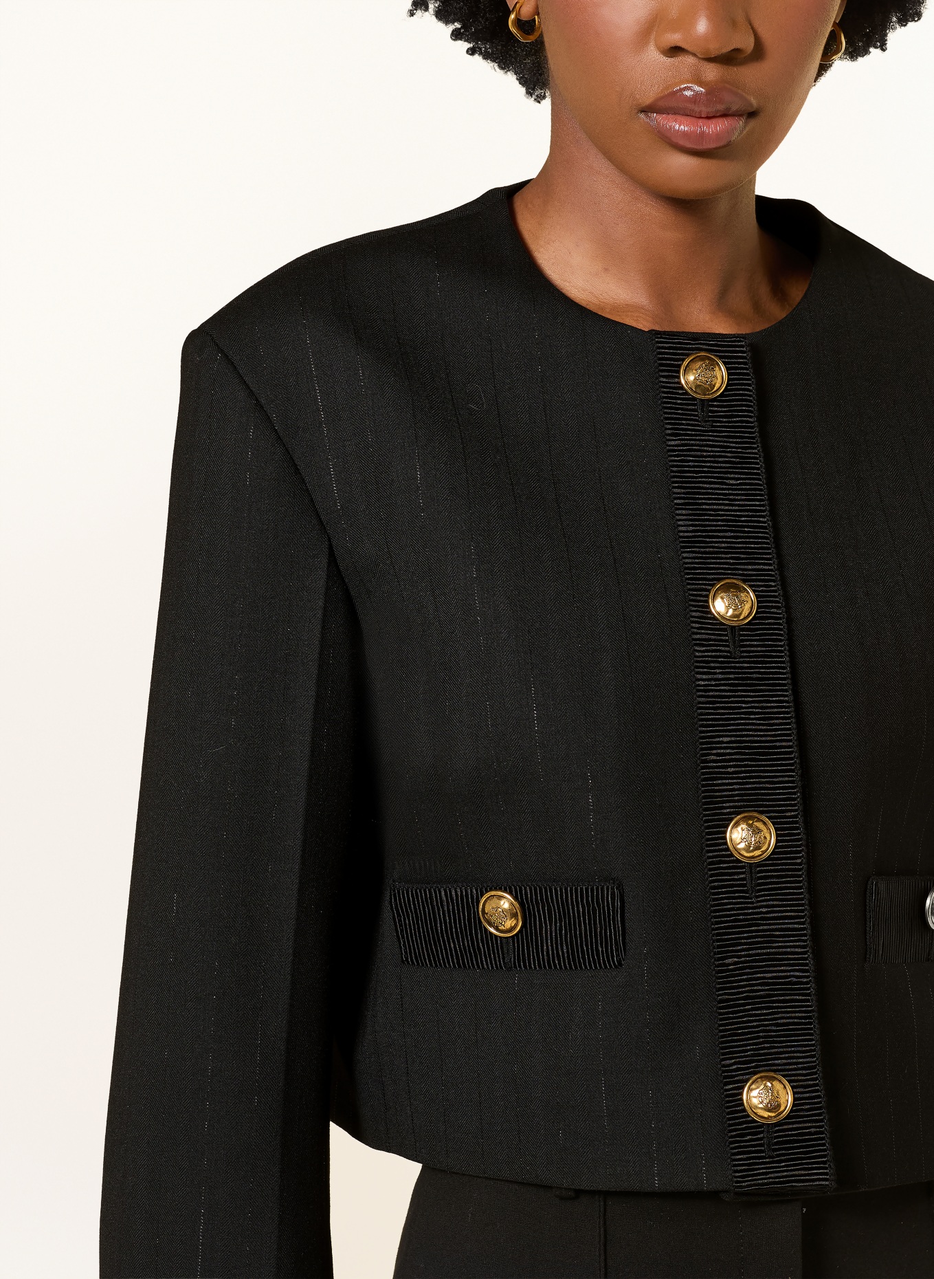 SANDRO Blazer mit Glitzergarn: SCHWARZ / GOLD / WEISS