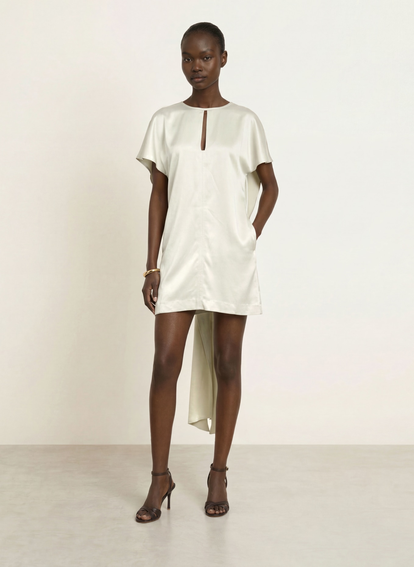 REISS ALICE Satin Dress: SILVER