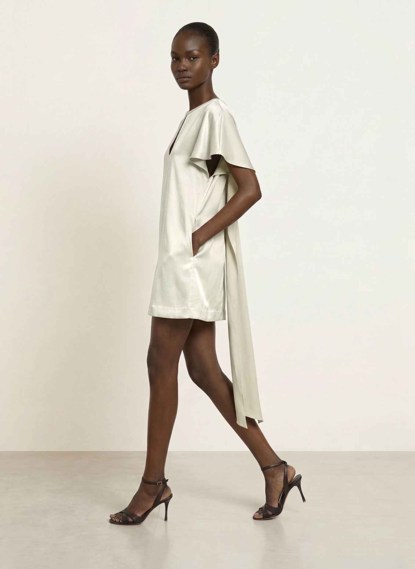 REISS ALICE Satin Dress: SILVER