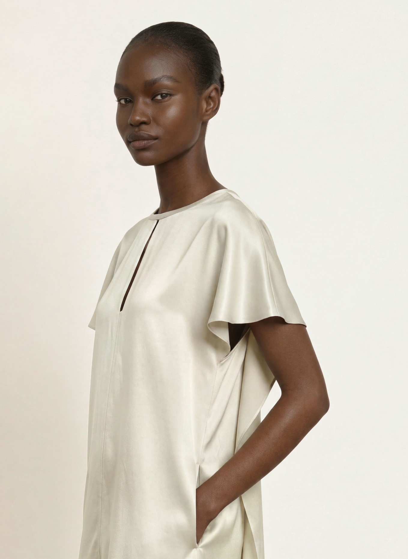 REISS ALICE Satin Dress: SILVER
