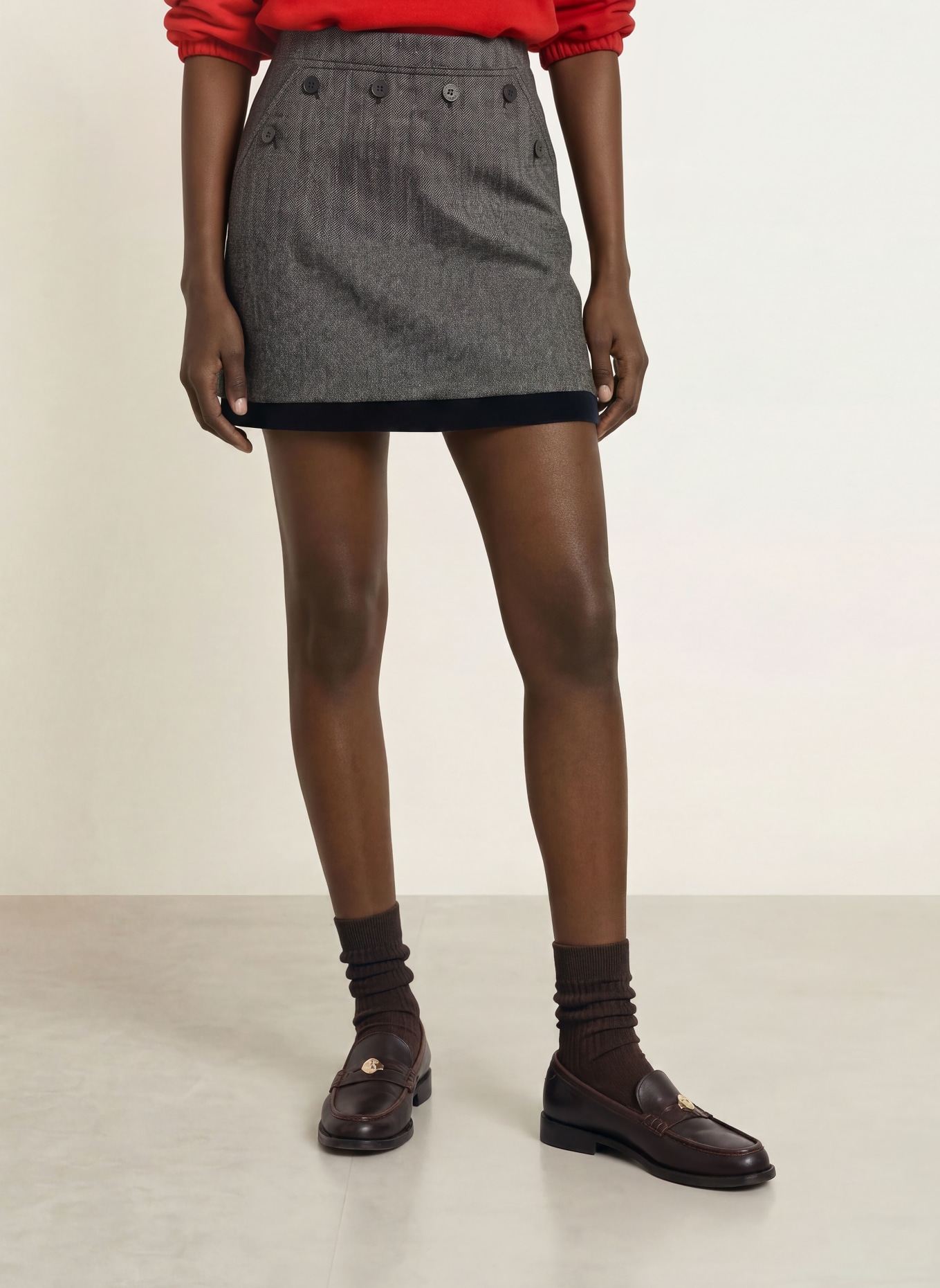 CLAUDIE PIERLOT Rock: DUNKELBLAU / WEISS