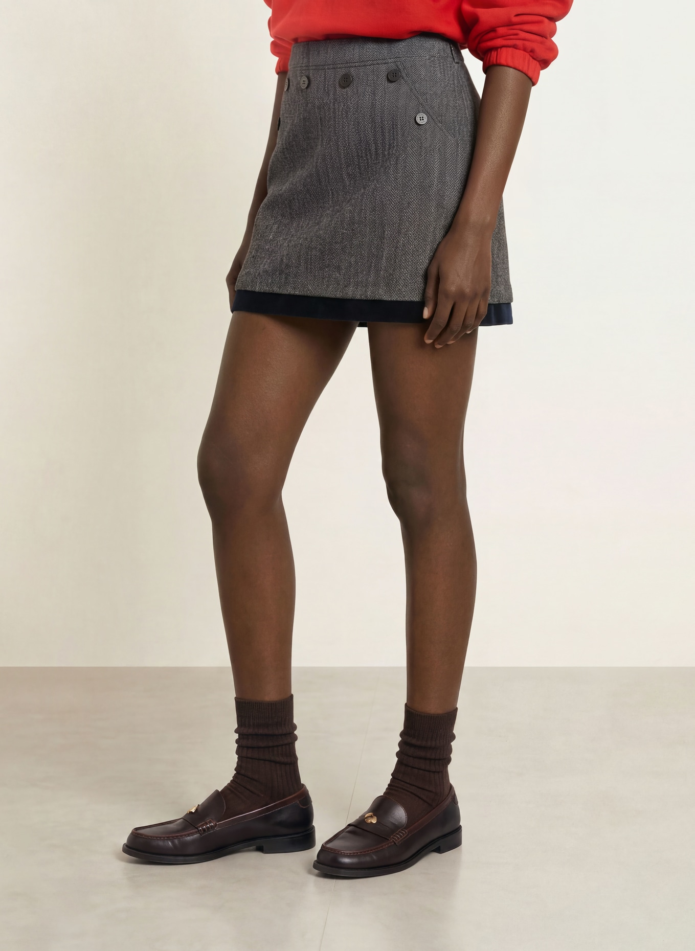 CLAUDIE PIERLOT Rock: DUNKELBLAU / WEISS