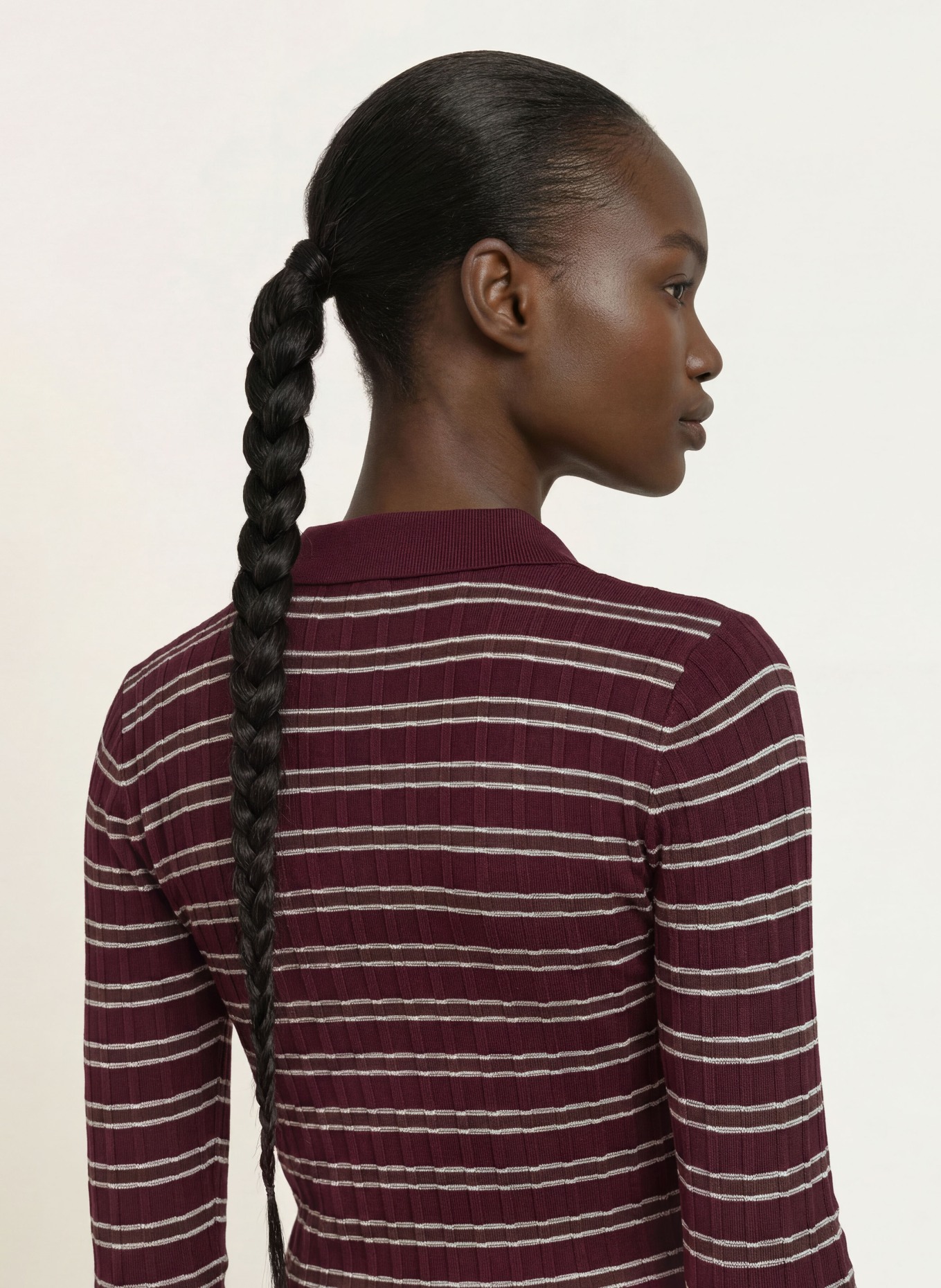 CLAUDIE PIERLOT Strick-Poloshirt: DUNKELROT / DUNKELBRAUN / ECRU