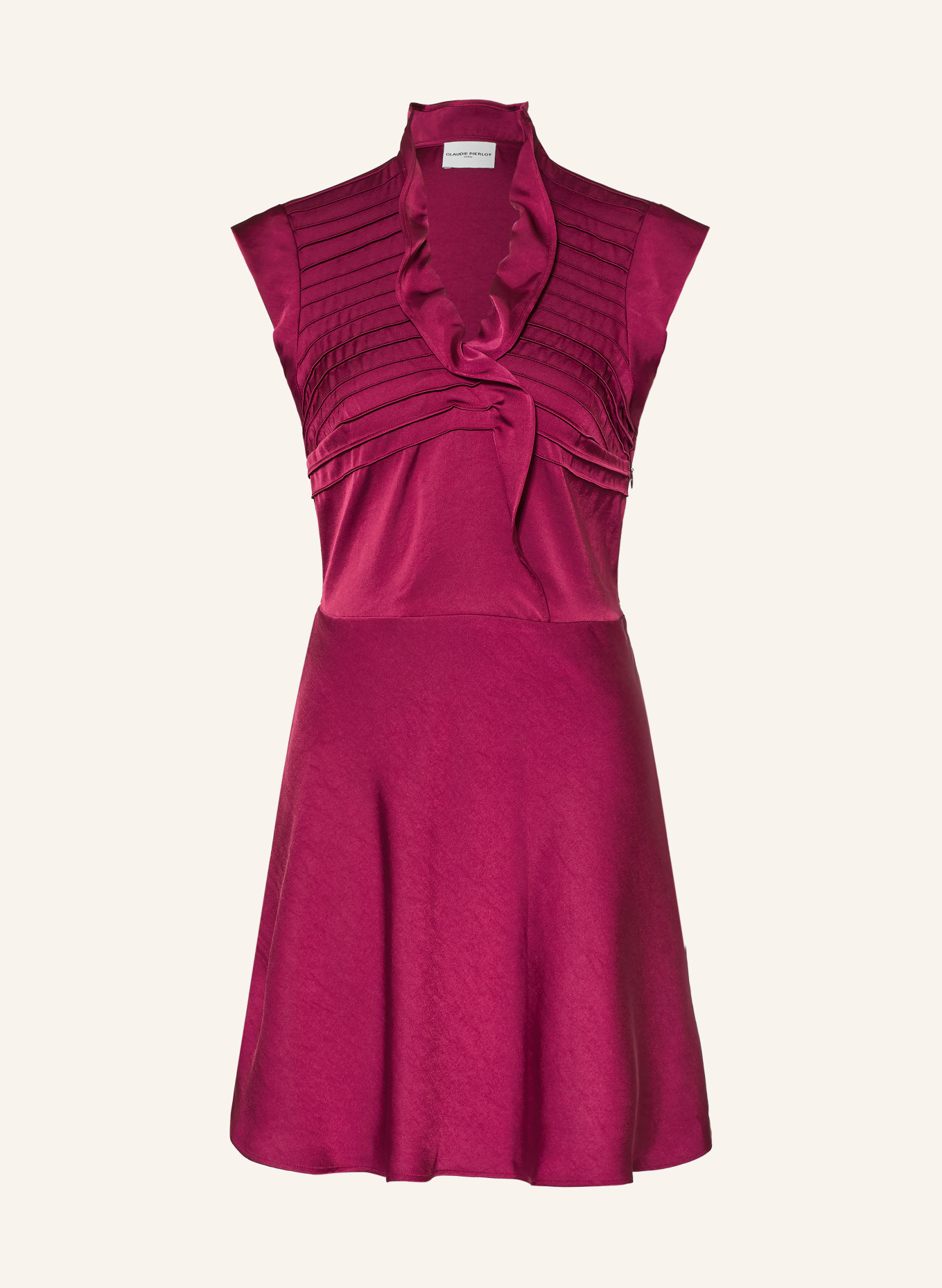 CLAUDIE PIERLOT Satinkleid mit Volants: FUCHSIA