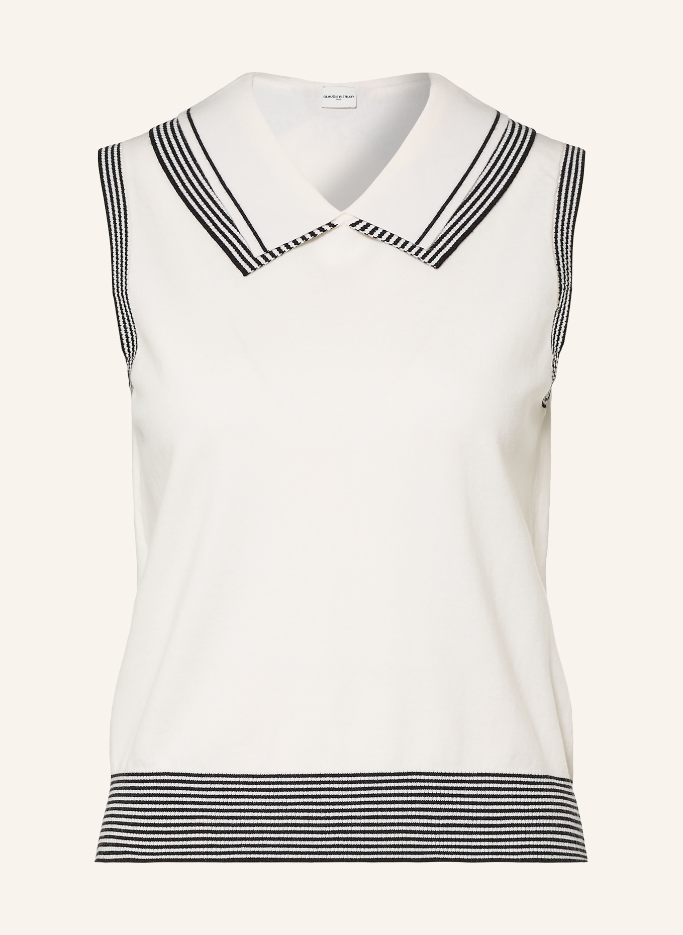CLAUDIE PIERLOT Stricktop: WEISS / SCHWARZ