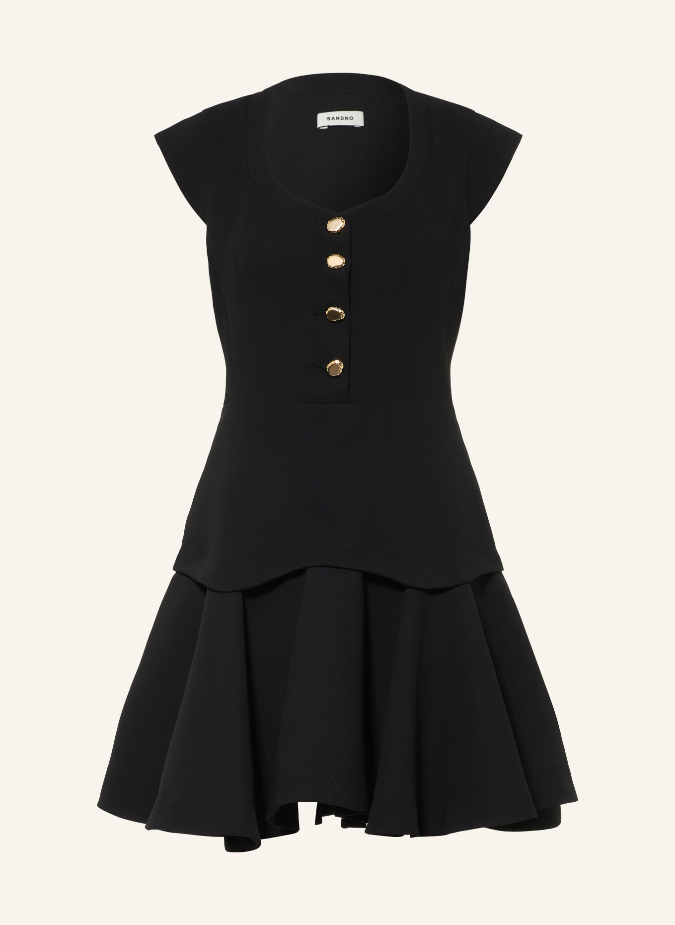 SANDRO Kleid mit Volants: SCHWARZ