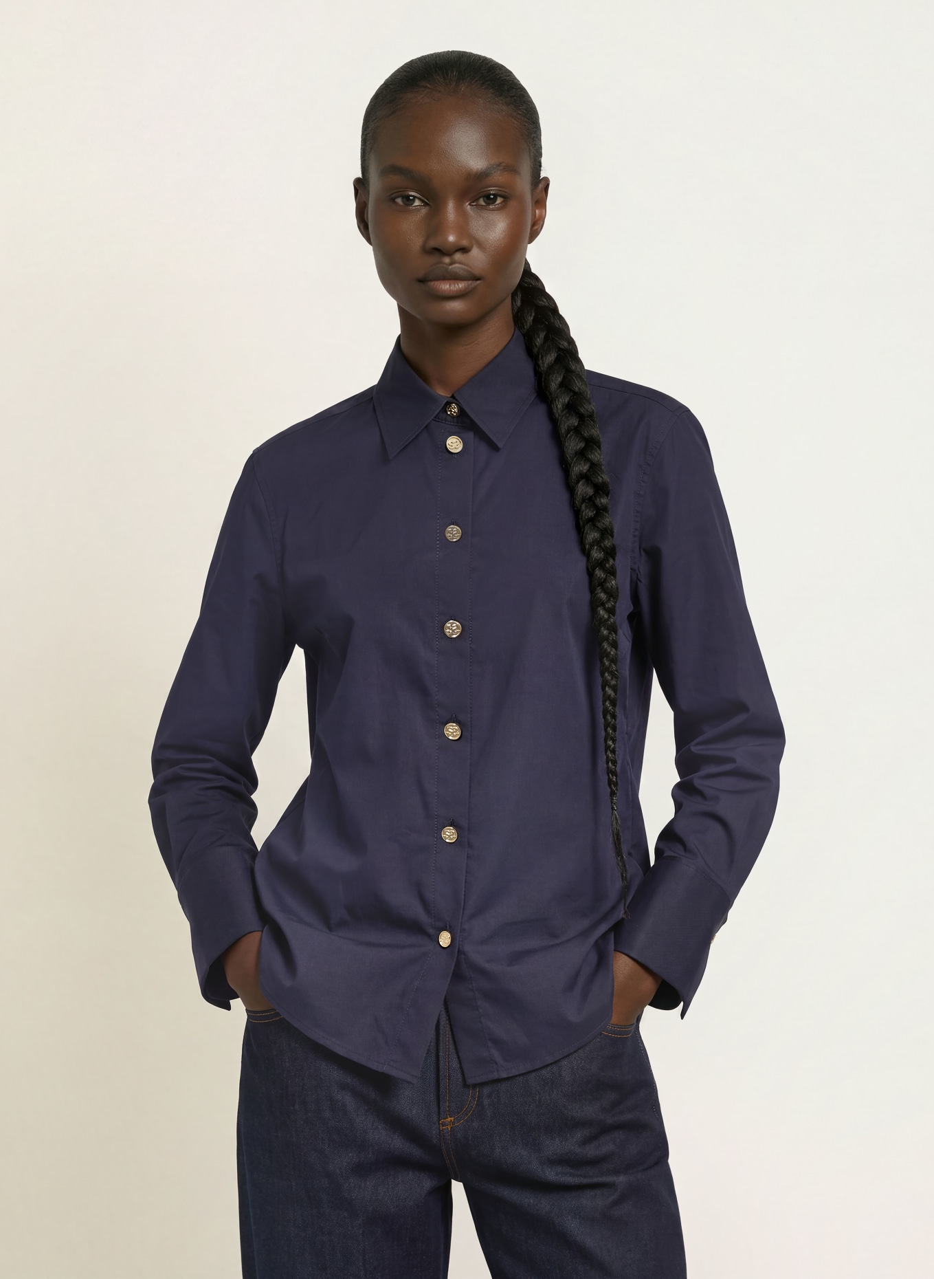 SANDRO Hemdbluse: DUNKELBLAU