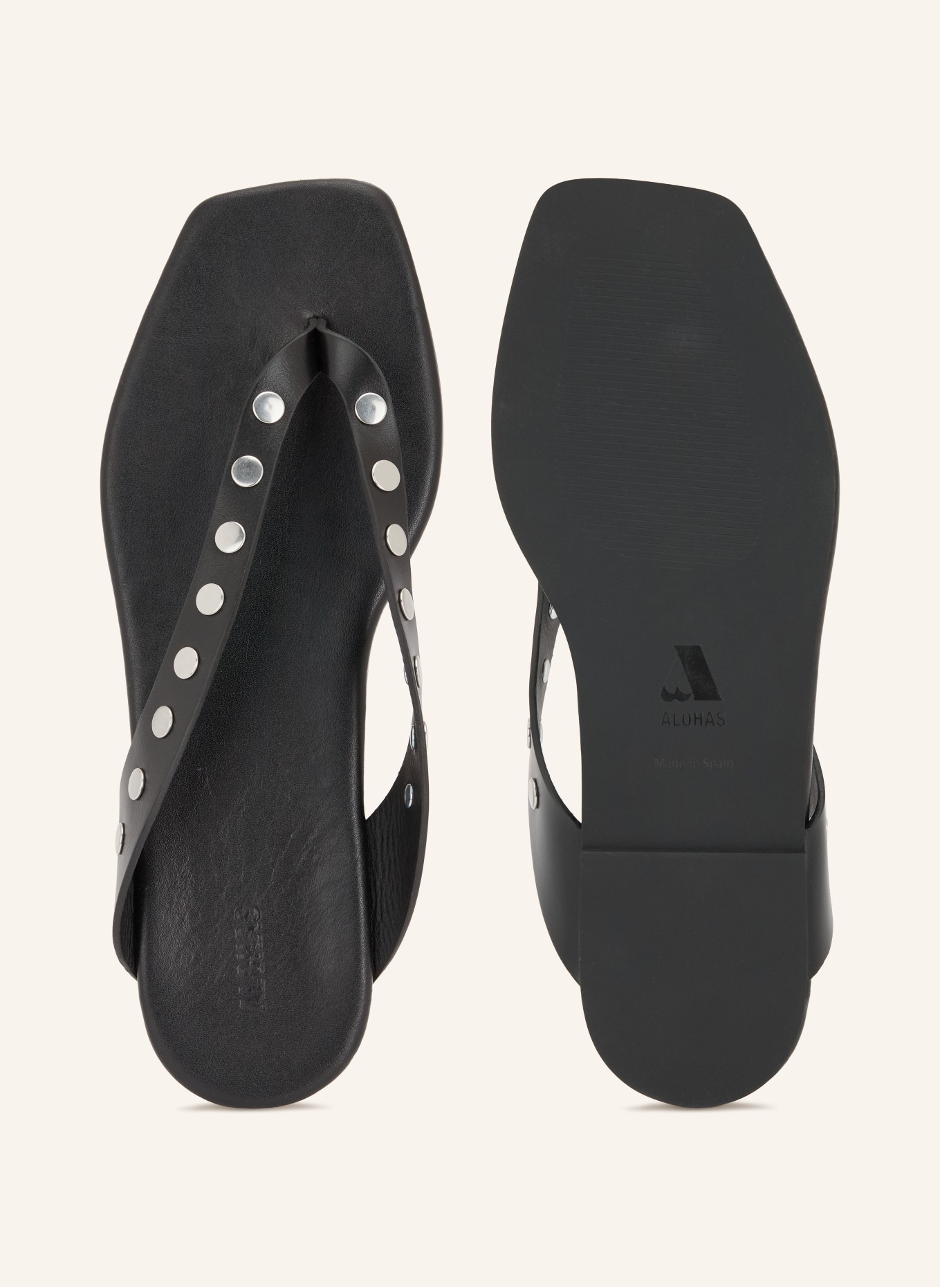 ALOHAS OLA Thong Sandals with Studs: BLACK