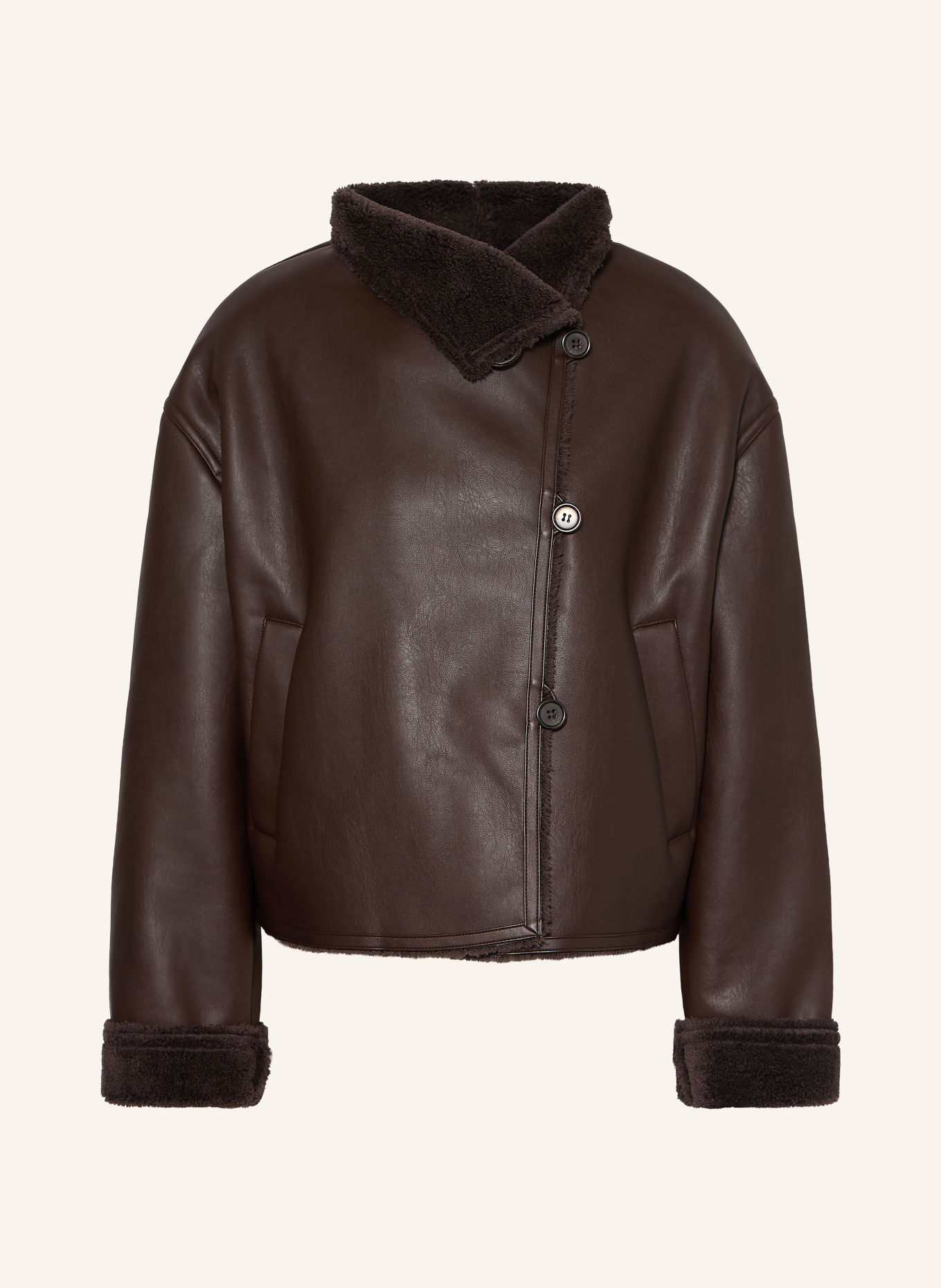 someday VALESA Leather-Look Jacket: DARK BROWN