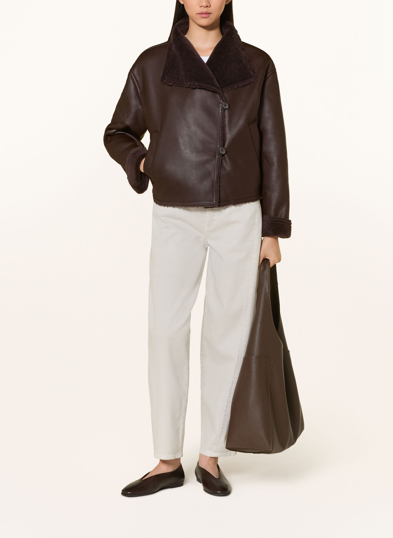 someday VALESA Leather-Look Jacket: DARK BROWN