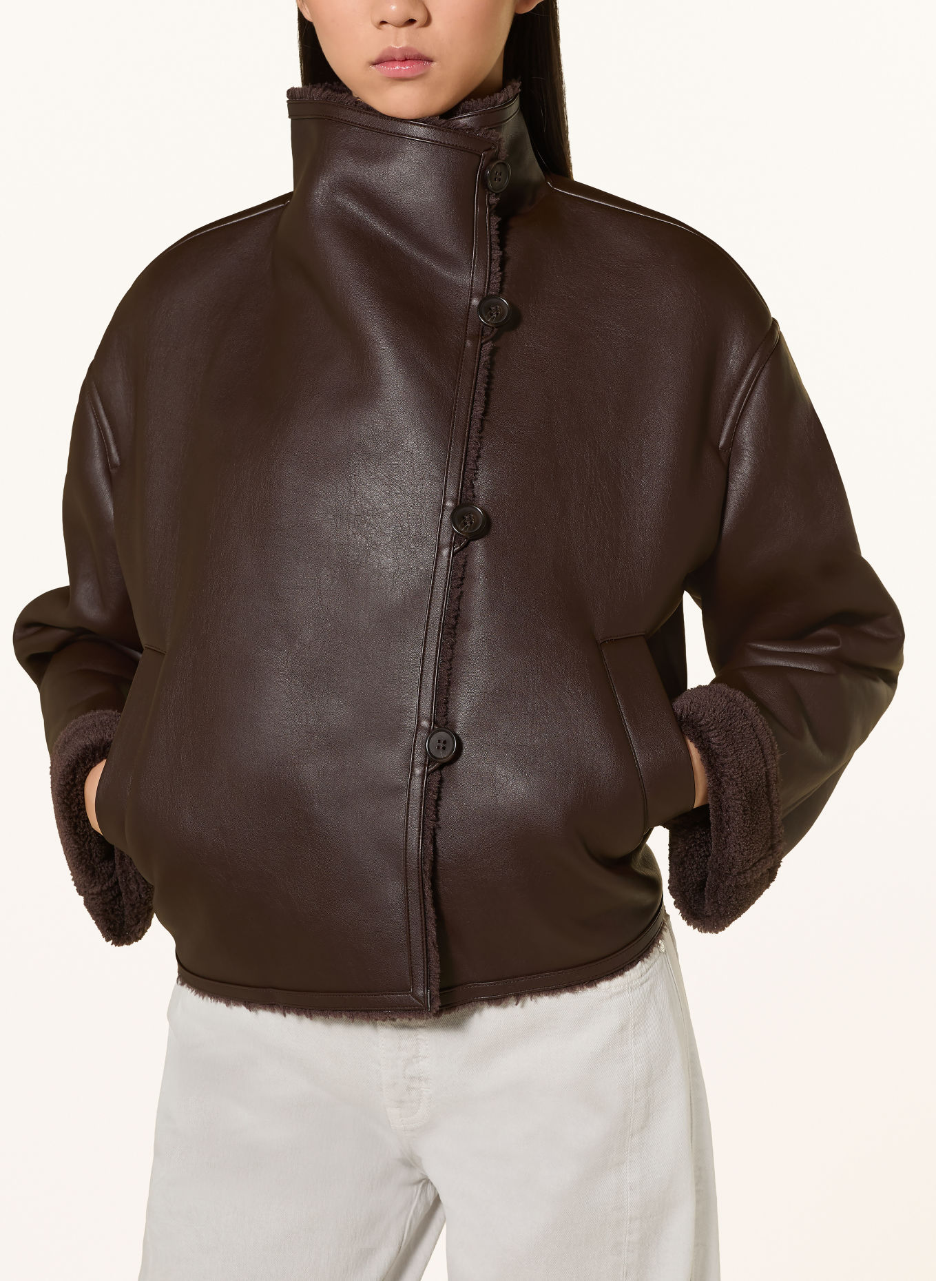 someday VALESA Leather-Look Jacket: DARK BROWN