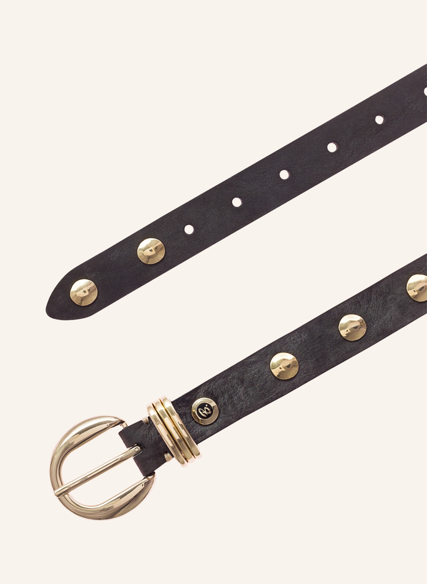 b.belt Ledergürtel mit Nieten: SCHWARZ / SILBER / GOLD