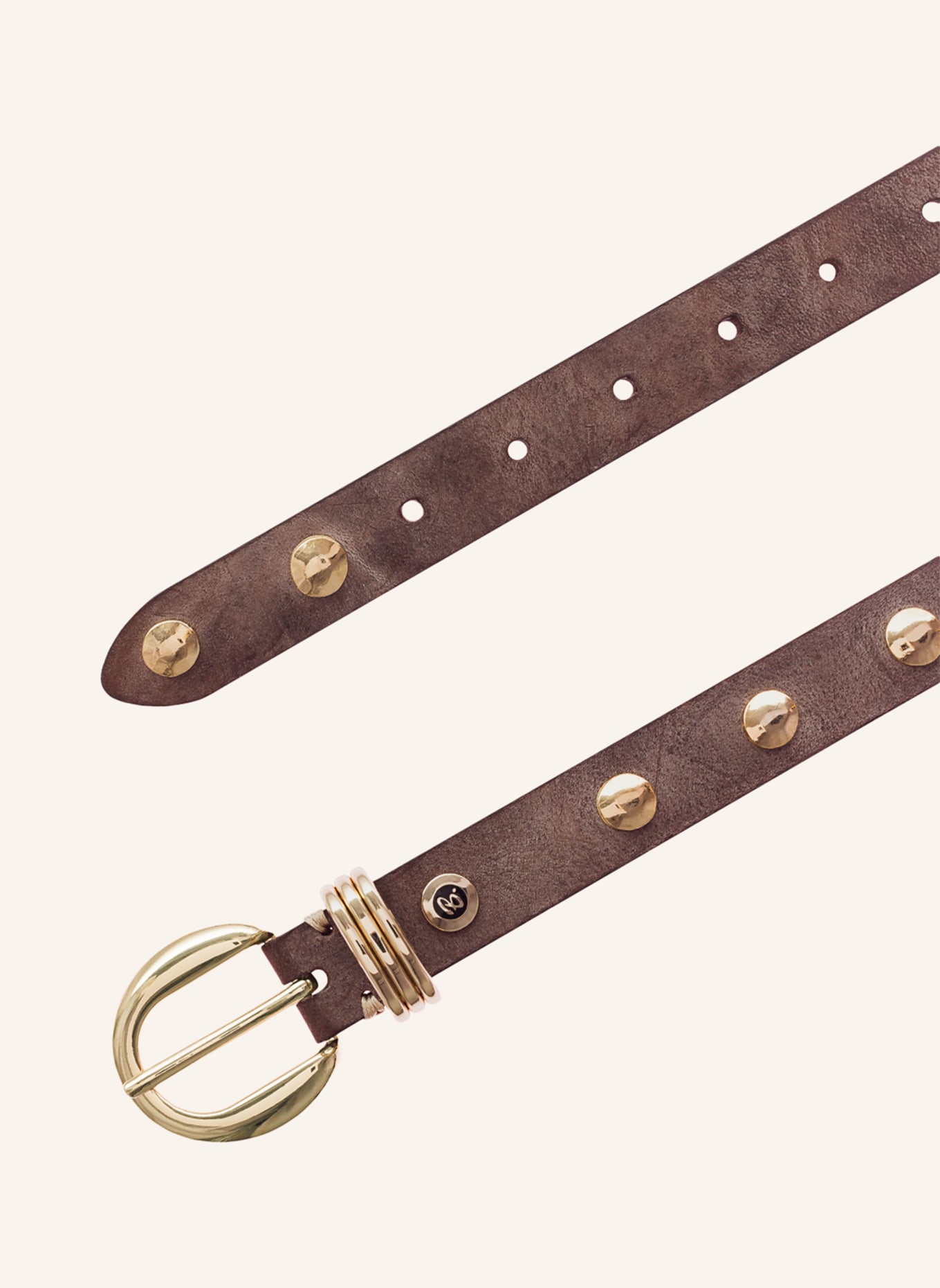 b.belt Ledergürtel mit Nieten: TAUPE / GOLD
