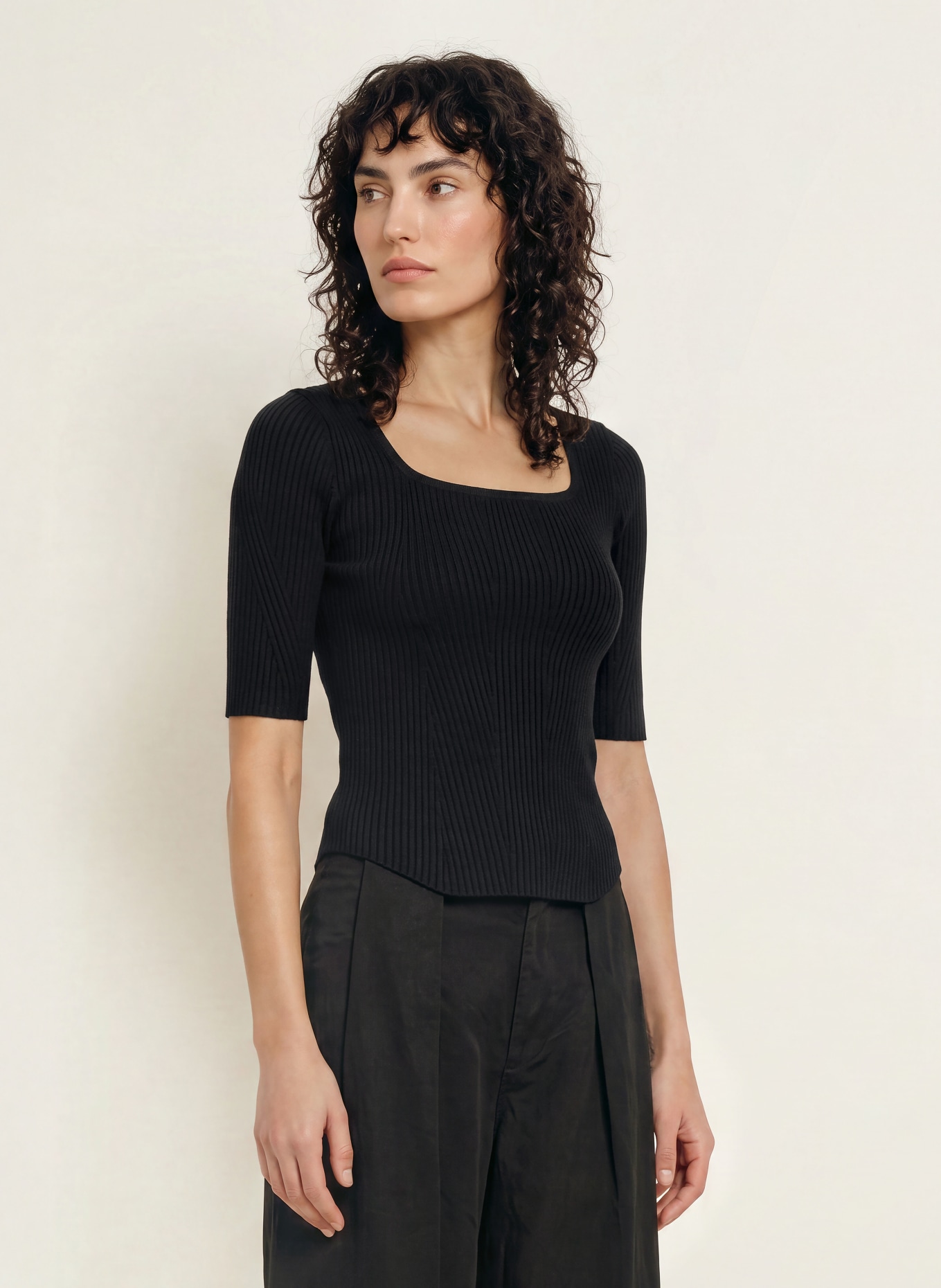 ALLSAINTS Gebreid shirt CRUZ HALLY: ZWART